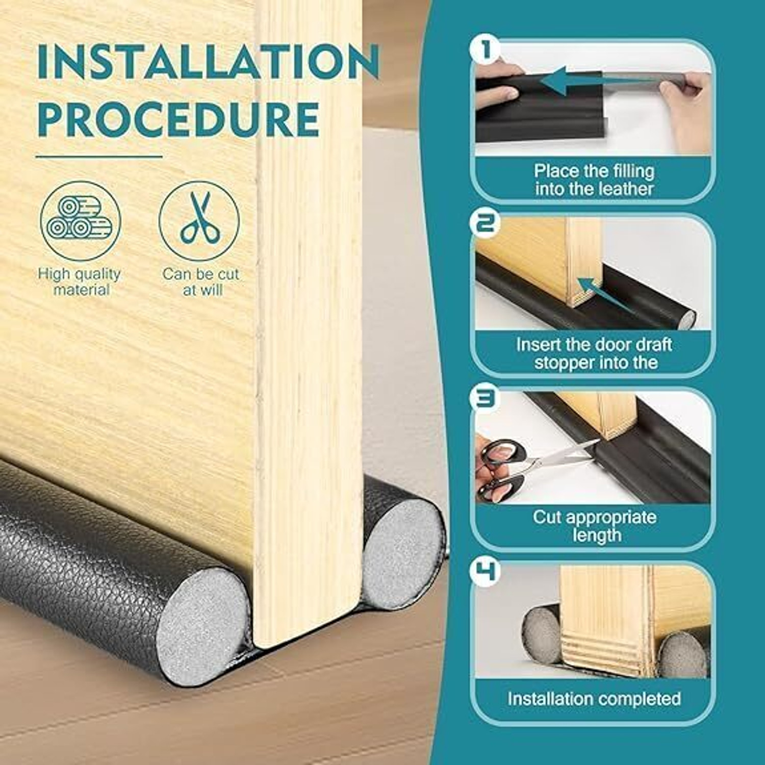 Image of DEAGAN Door Stoppers | Seal | Closers |Bottom| (Pack of 4, 39 INCH) Wall Mounted Door Stopper