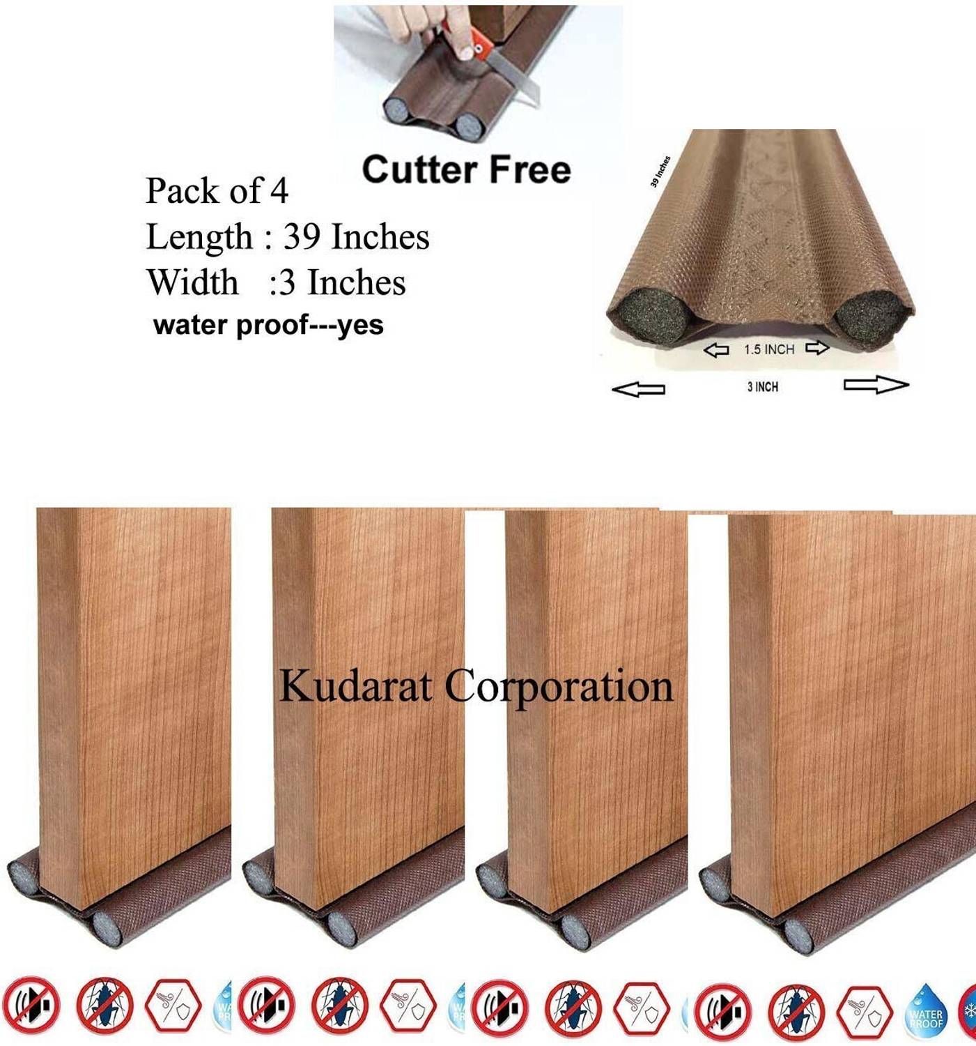 kudarat (pack-4)Door Safety Guard For Protection from Dust, Heat Cold and Harmful Viruses and Bacteria. Durable Floor Mounted Door Sealing Strip Guard Door Mounted Door Stopper