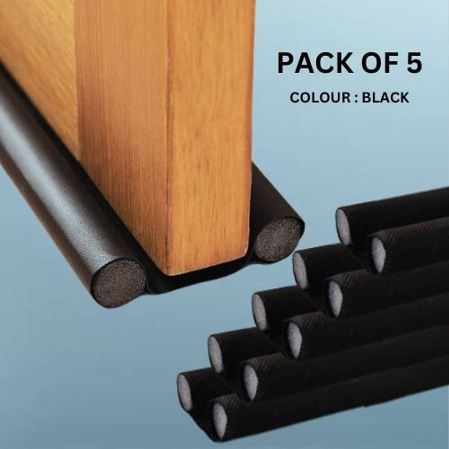 ADMONITION (PACK OF 5)Door Bottom Sealing Strip Guard for Home Under Door Draft (BLACK) Home Under Door Draft Door Bottom Sealing Strip Guard for Home/Office(36 inch) Floor Mounted Door Stopper