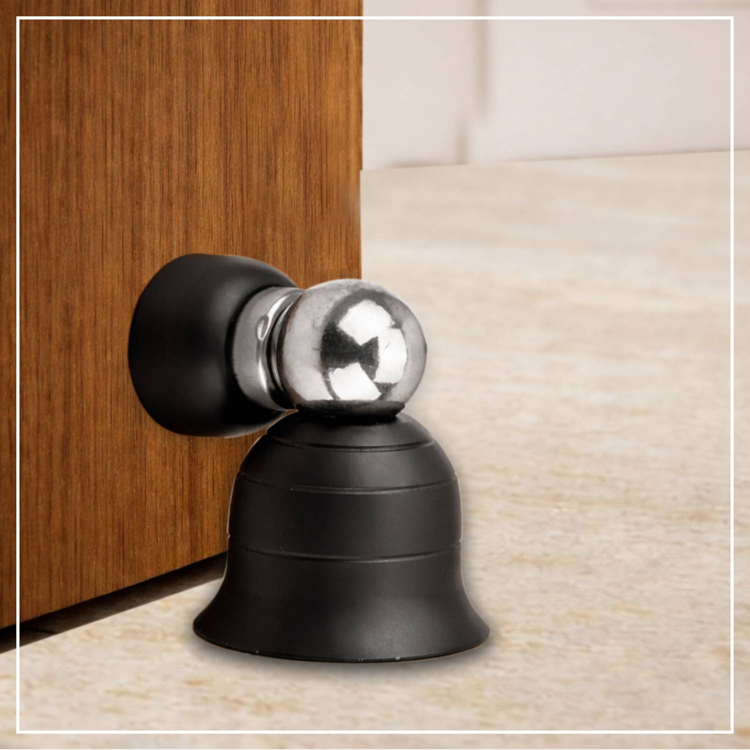 Metal Growers DS-MG103-BELL-BLACK-01 Magnetic Door Stopper| Black |Stainless Steel Ball, Door Holder for Home/Office Floor Mounted Door Stopper