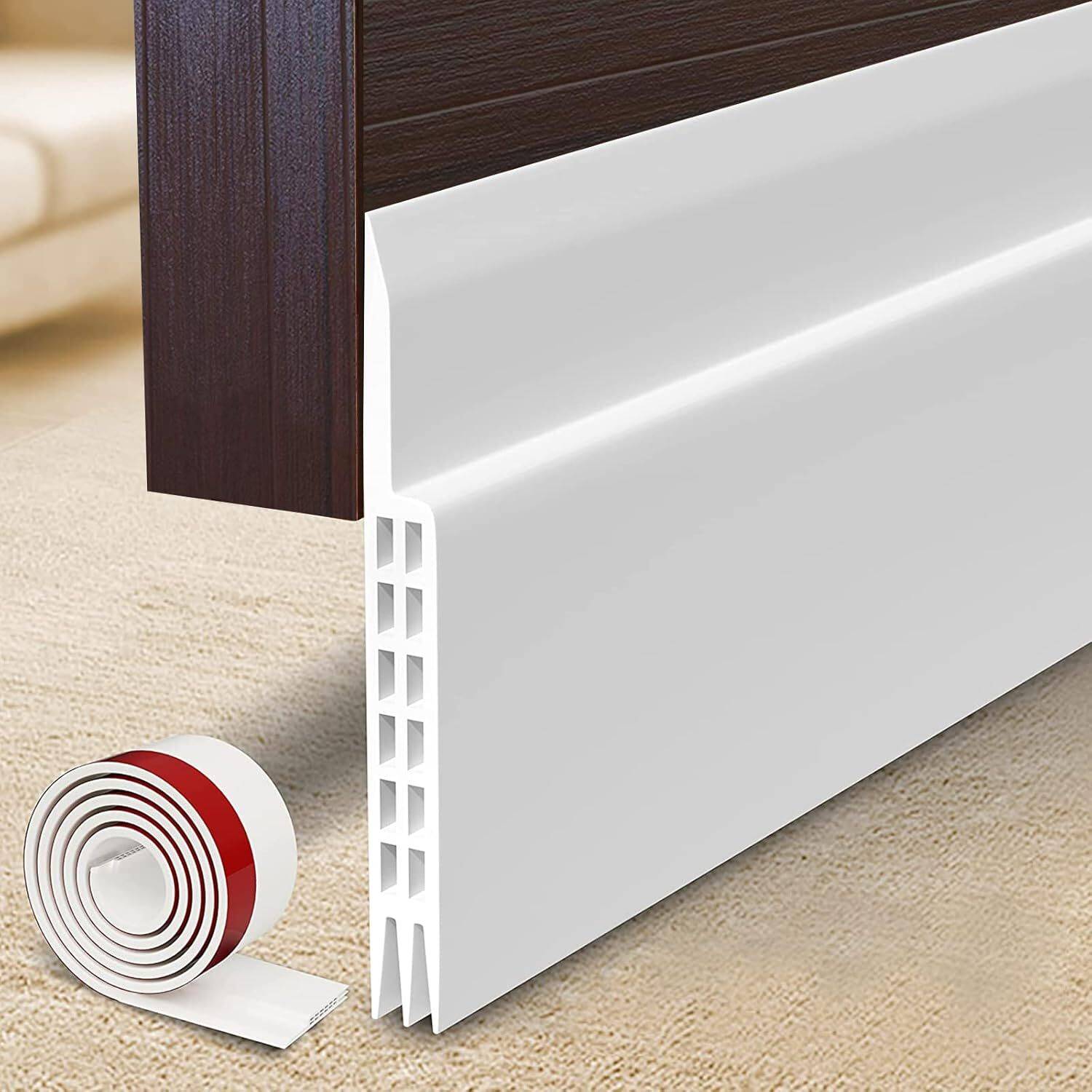 Bellveen Door Sealing Strip | Waterproof Silicone Tape | 1M White Door Mounted Door Stopper