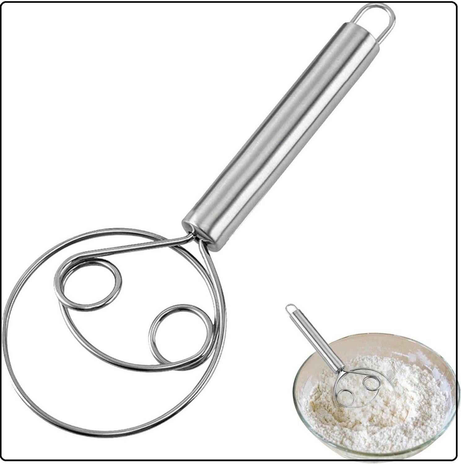 BRESIYAR Stainless Steel Dough Hand Mixer Blender for Egg,Bread,Cake,Pastry,Pizza Dough13 Stainless Steel Detachable Dough Maker