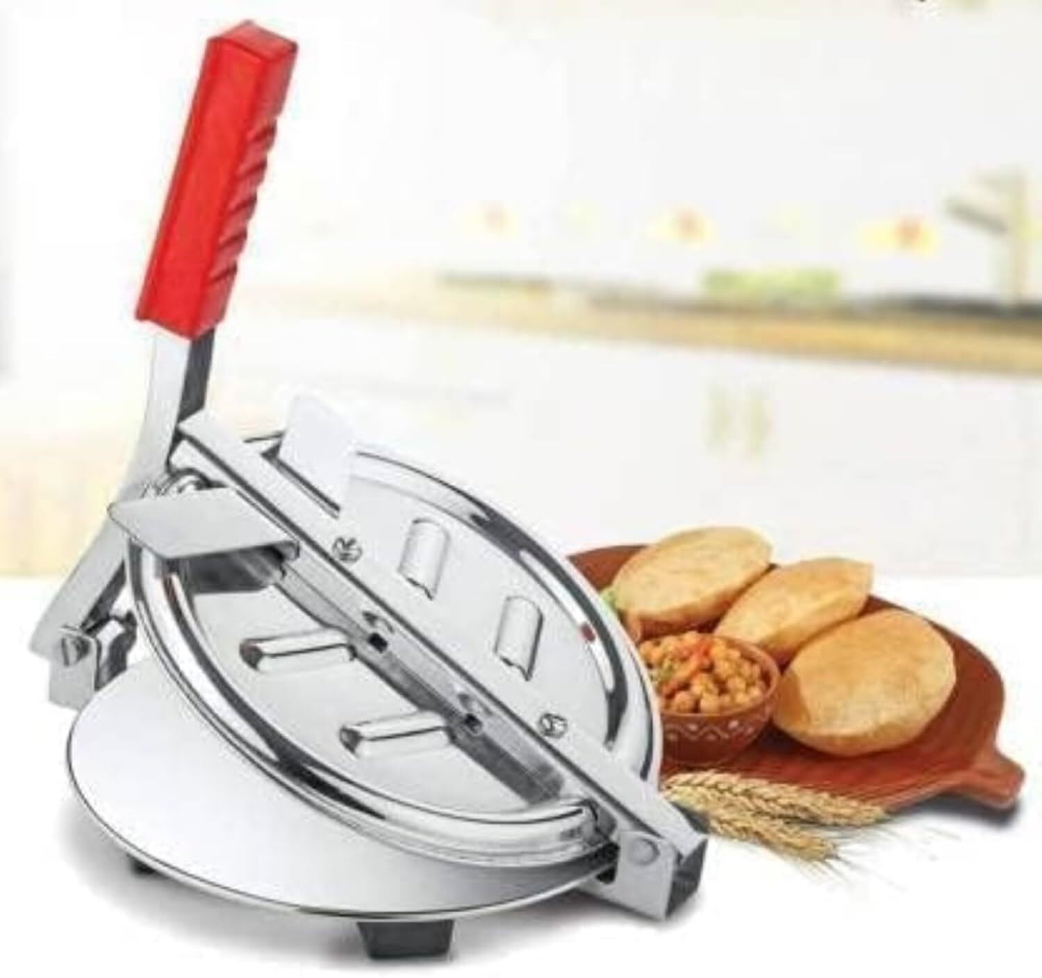 Image of Aezara Stainless Steel Puri Maker Press Machine for Home and Kitchen Roti and Khakra Maker