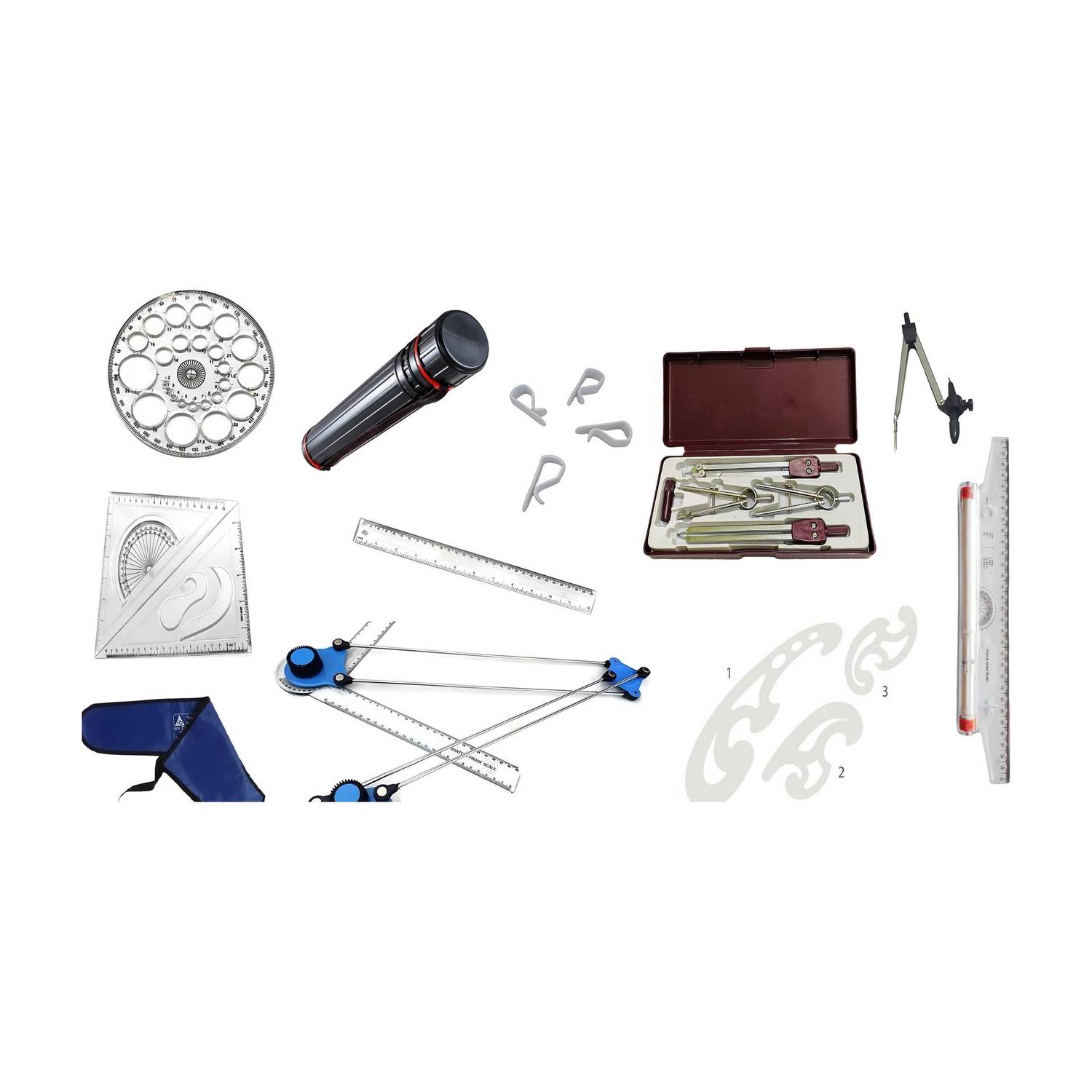 APAX Engineering Mega Combo of Mini Drafter Sheet Box French Cuve Drawing Compass ETC Drafting Kit