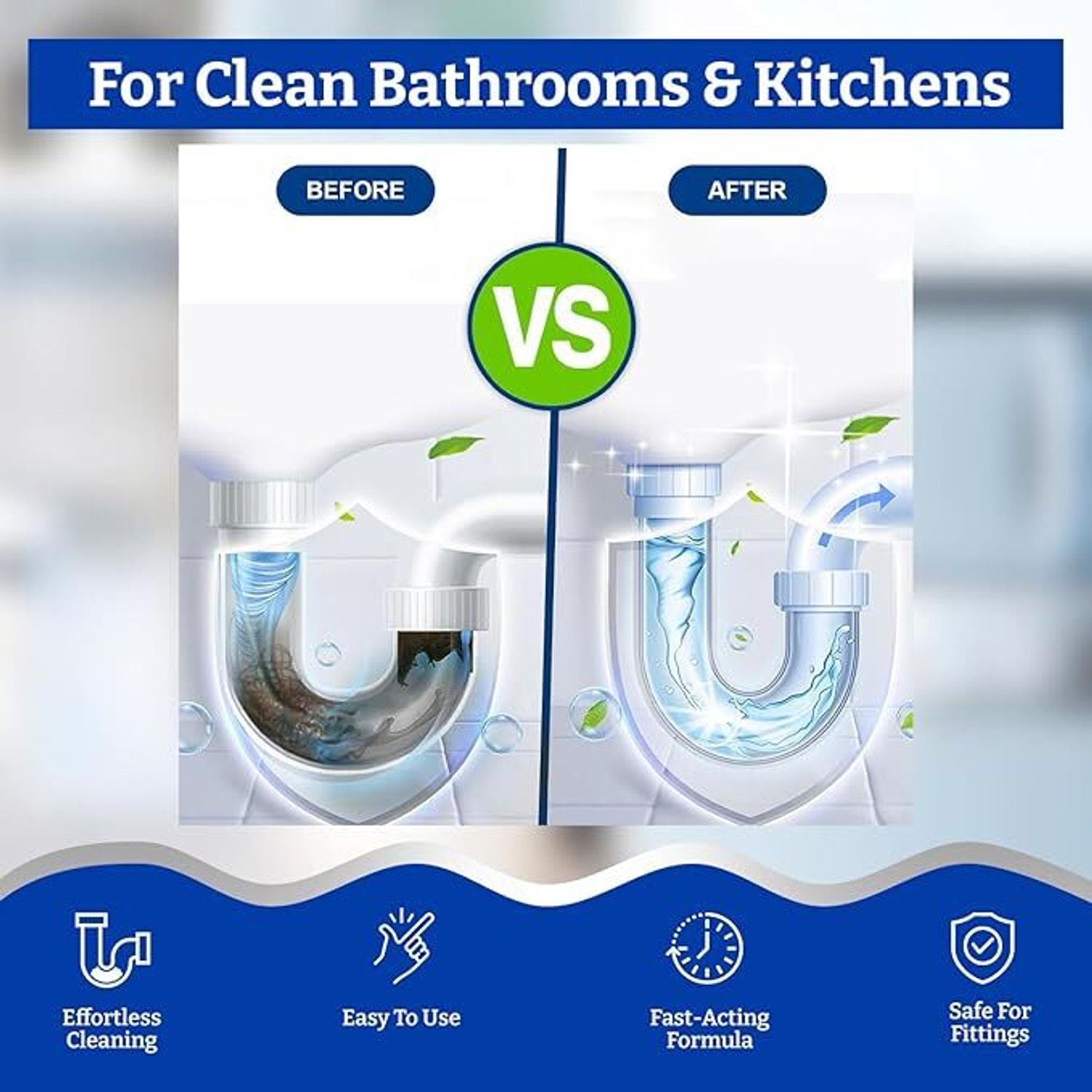 Image of Kleenest Klenzmo Drain Cleaner | 10-Dose Gel for Unblocking Kitchen & Bathroom Drains Liquid Drain Opener