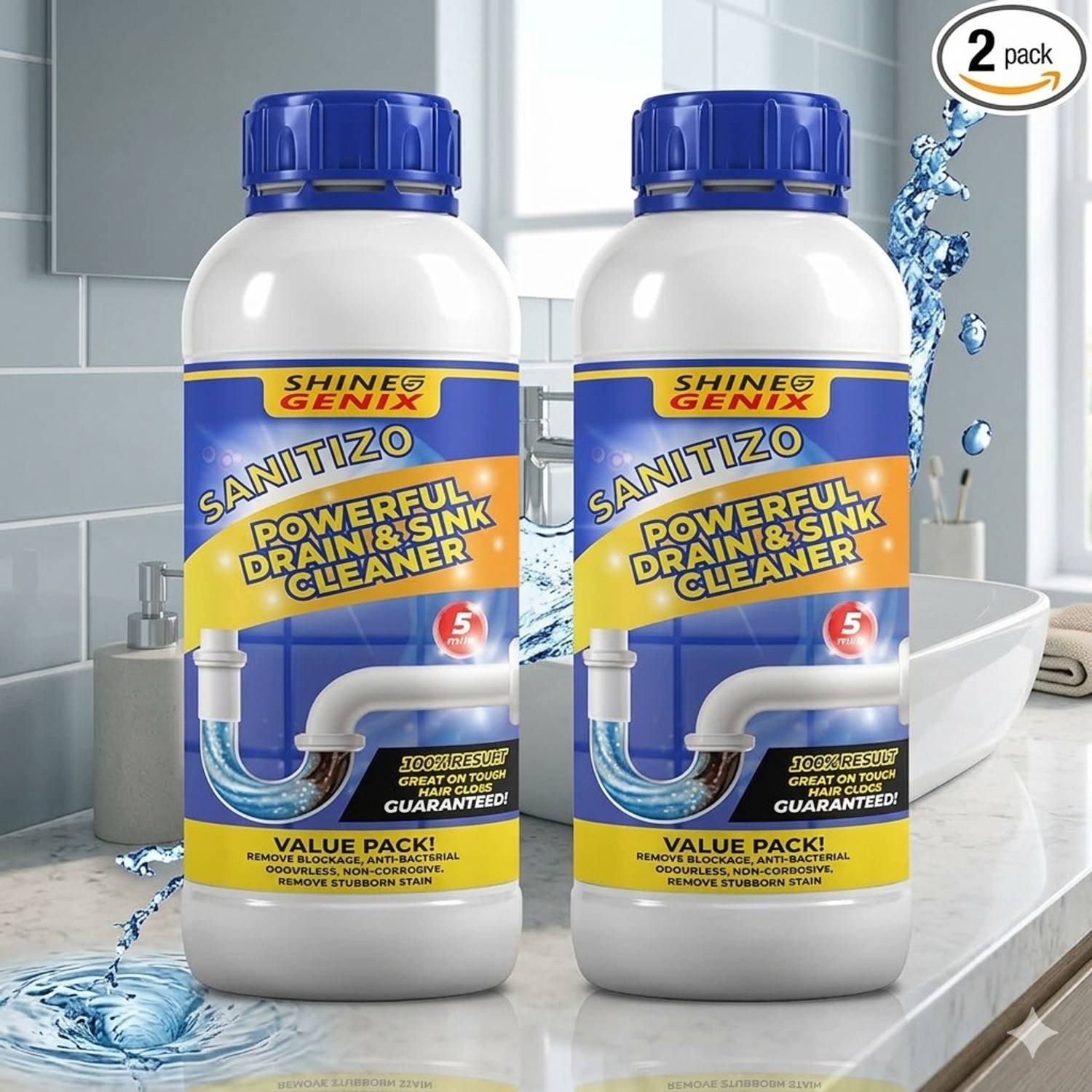 Divy Aura Shine Genix Drain Opener Powder | Clog Remover | Pack of 2 Powder Drain Opener