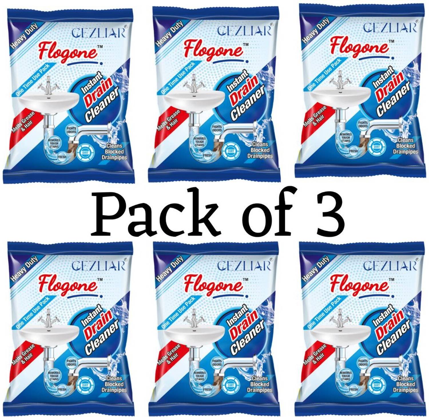 cezliar Drain Cleaner, Removes Clogs & Blockages Powder (50GM*3) Powder Drain Opener