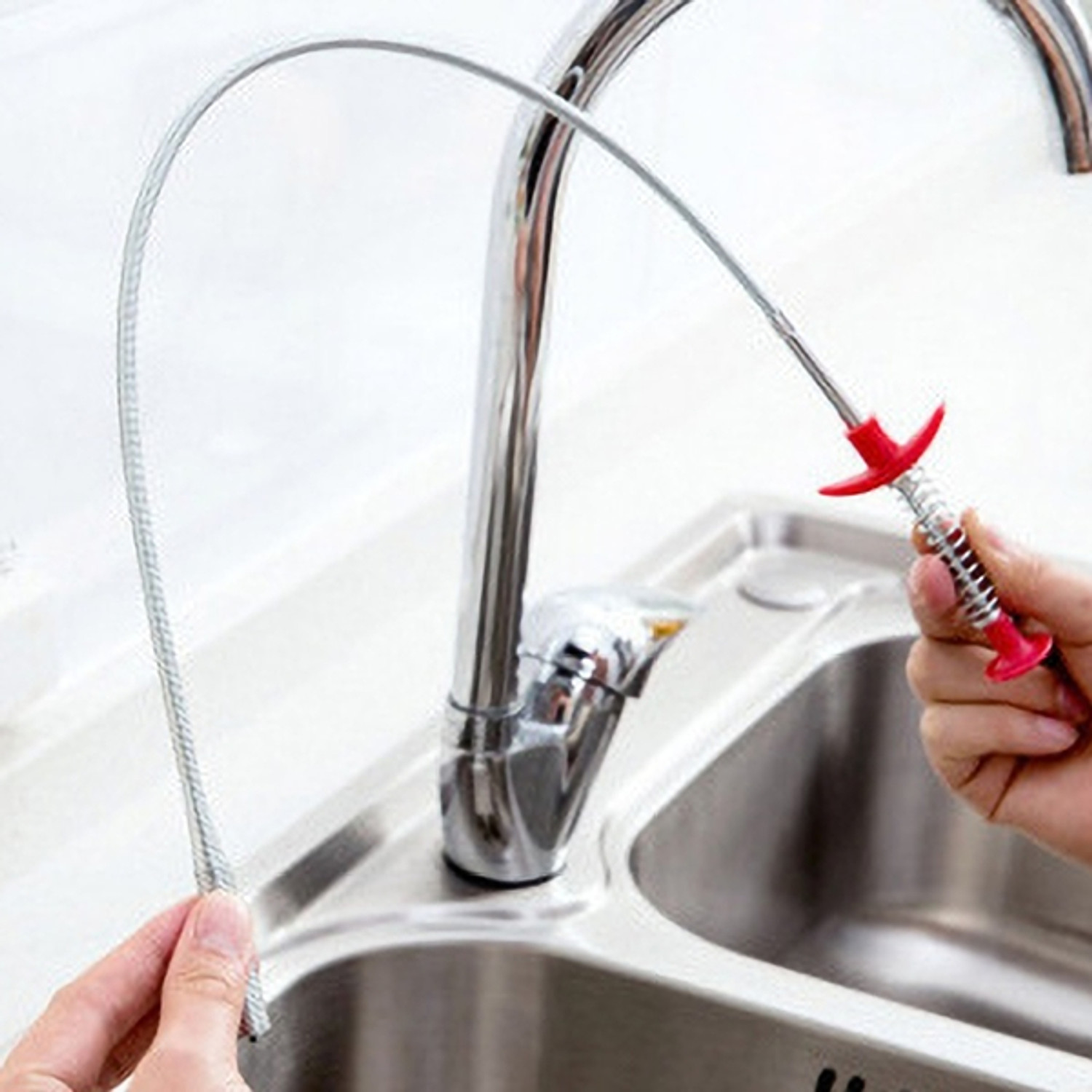 Image of MNBHAR Stainless Steel Drain Pipe Cleaning Spring Stick Crystal Drain Opener