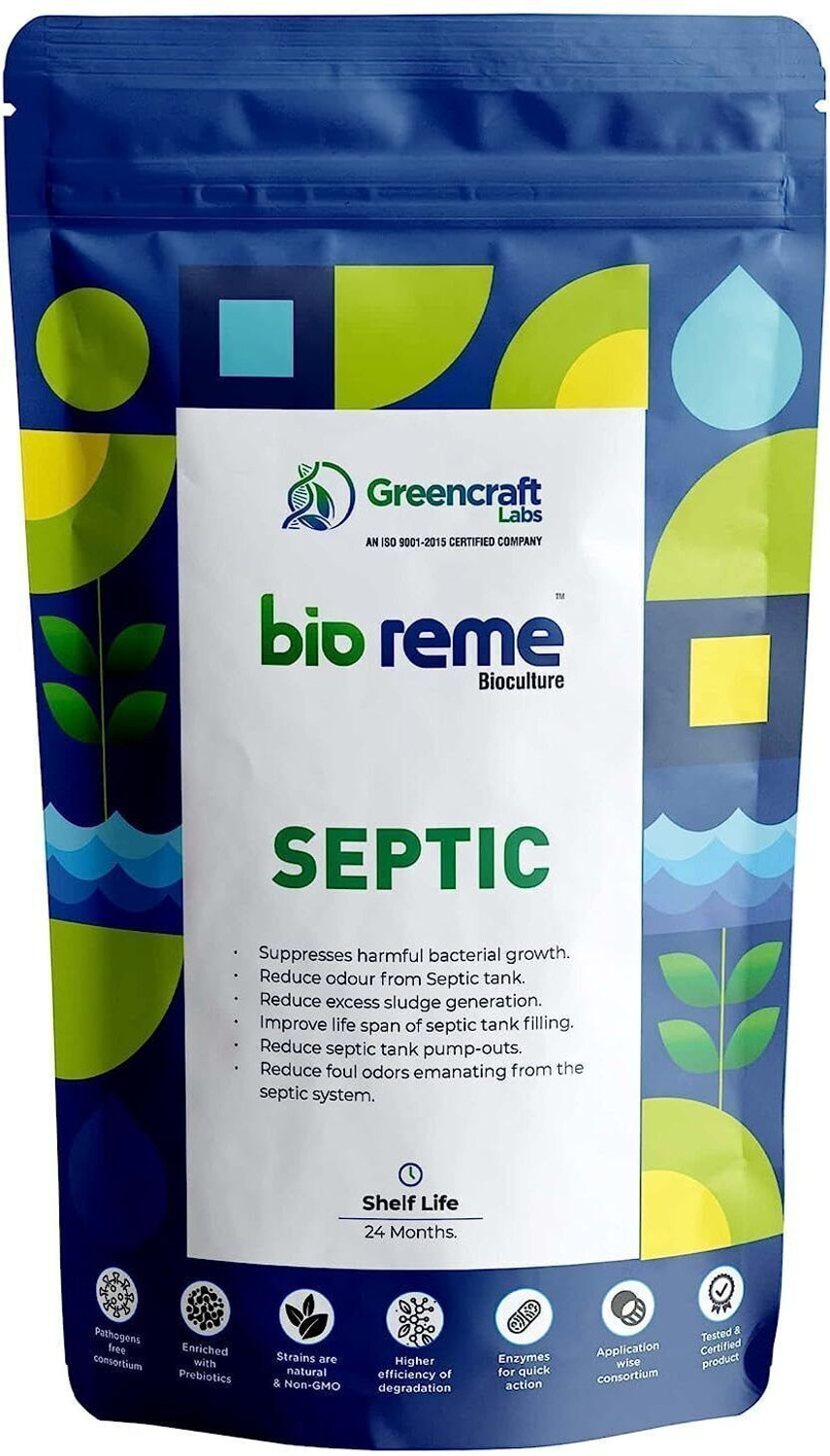 Image of Bio Reme Septic Tank Cleaner Reduces Sludge Removes Odour Prevents Overflow Eco-Friendly Powder Drain Opener