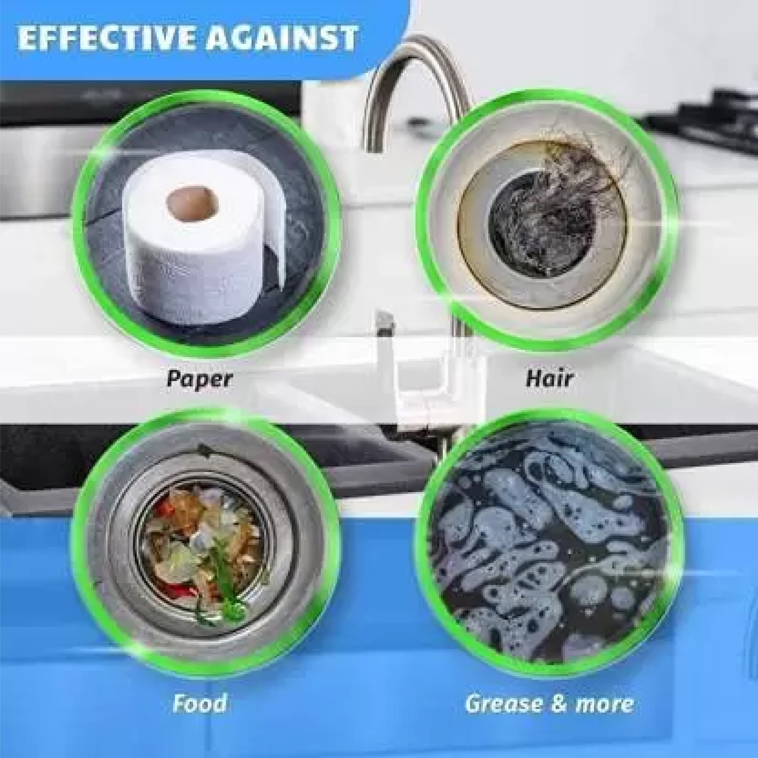 Image of caster drainex Instant Drainage Block Remover Drain Cleaner Drainer Powder Powder Drain Opener