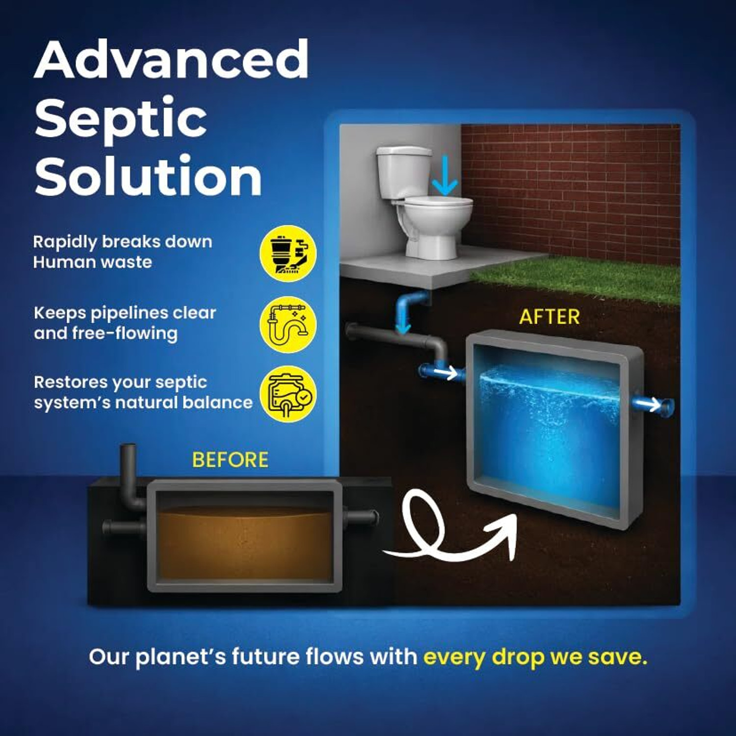 Image of Bio Reme Septic Tank Cleaner Reduces Sludge Removes Odour Prevents Overflow Eco-Friendly Powder Drain Opener