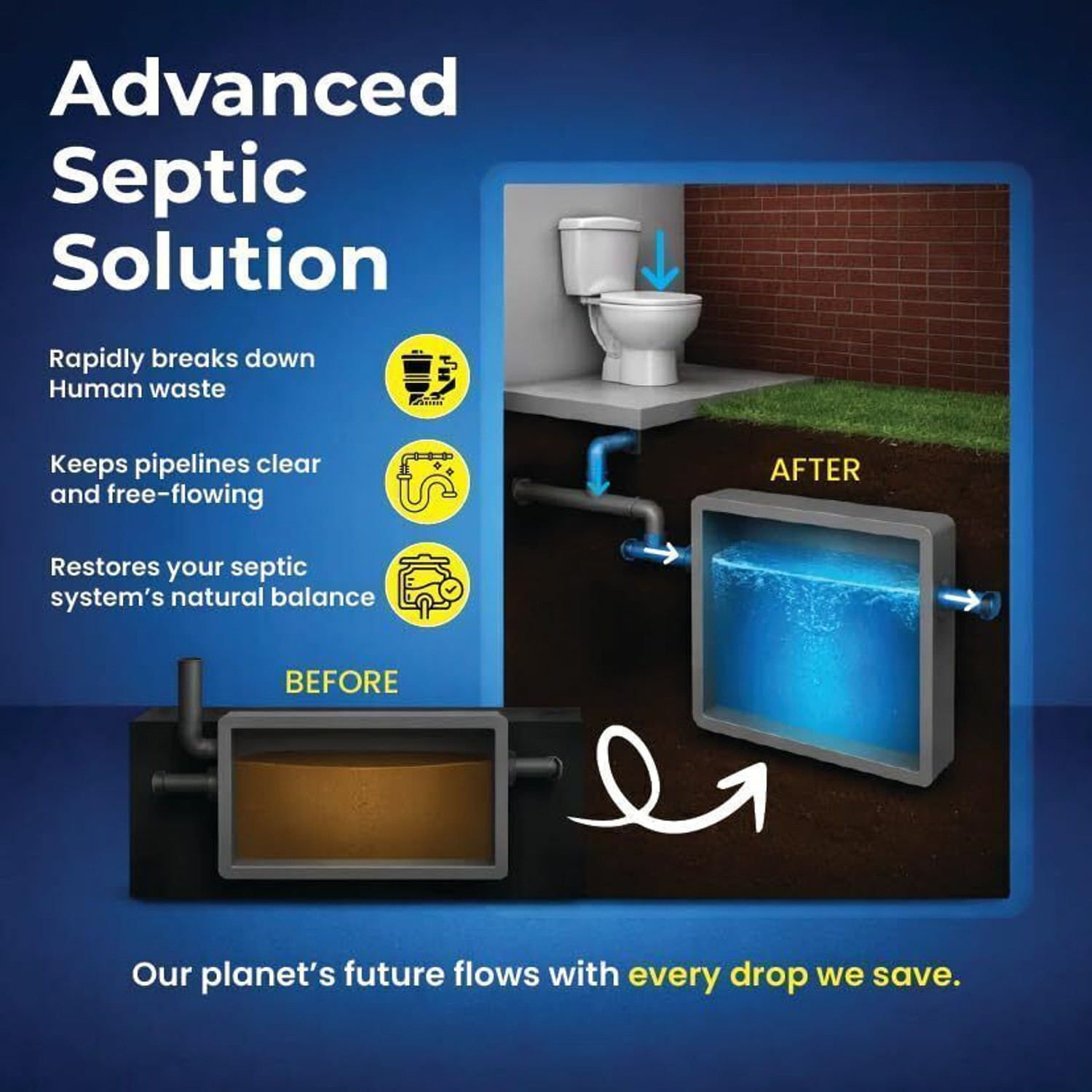 Image of Bio Reme Septic Tank Cleaner Reduces Sludge Removes Odour Prevents Overflow Eco-Friendly Powder Drain Opener