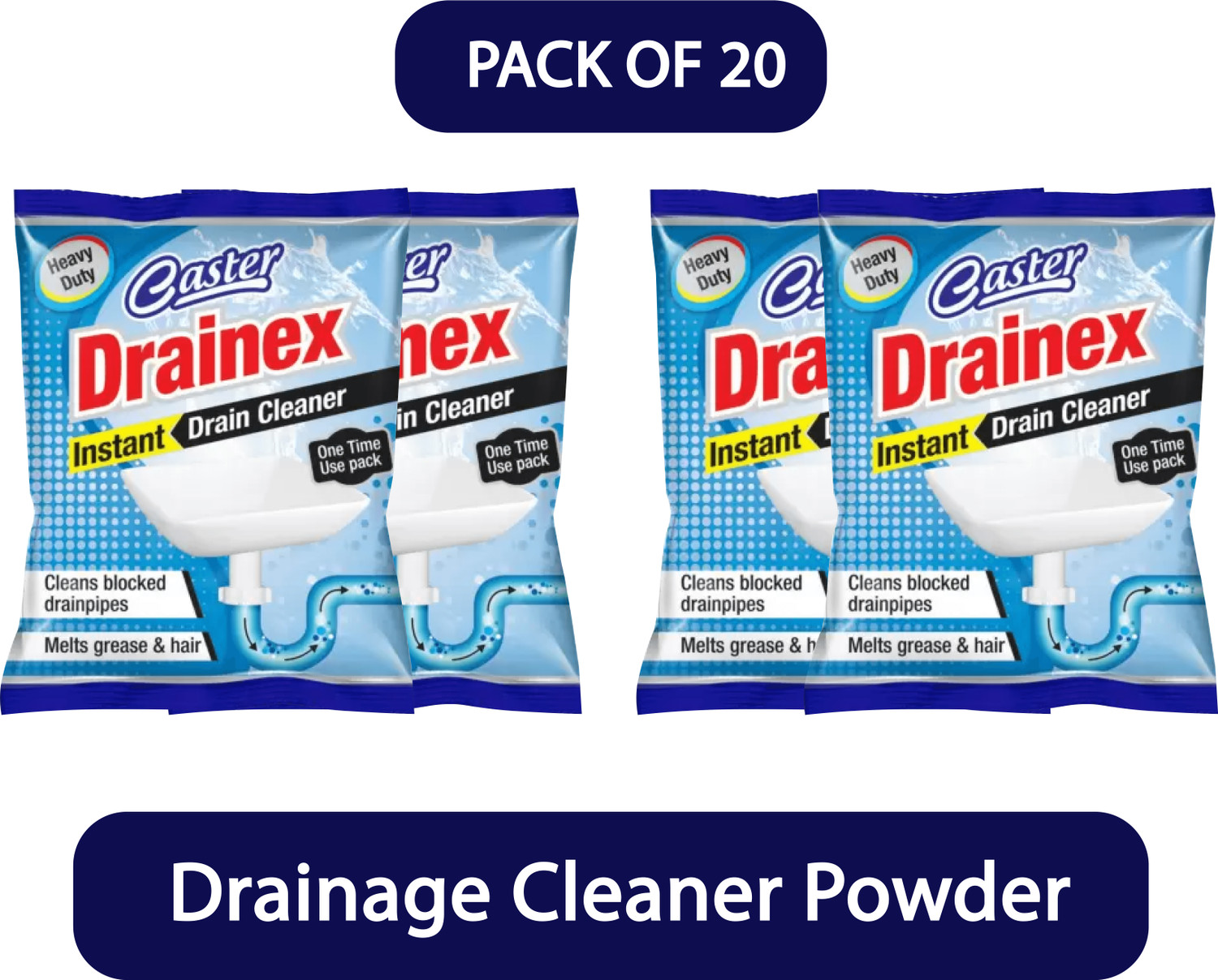 Image of caster drainex Instant Drainage Block Remover Drain Cleaner Drainer Powder Powder Drain Opener