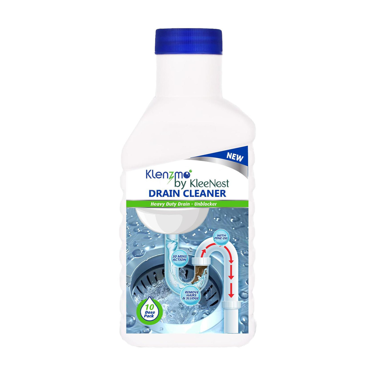 Image of Kleenest Klenzmo Drain Cleaner | 10-Dose Gel for Unblocking Kitchen & Bathroom Drains Liquid Drain Opener