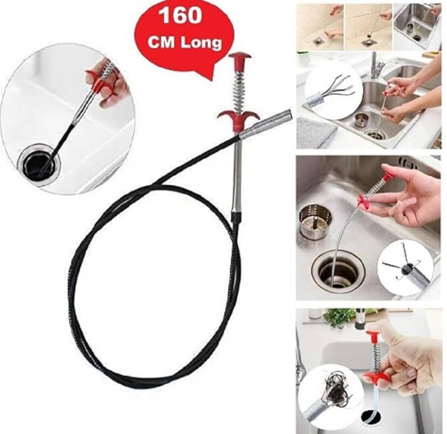 Barkati Drain Pipe Cleaning Spring Stick, Hair Catching Drain Pipe Multi-purpose Plunger