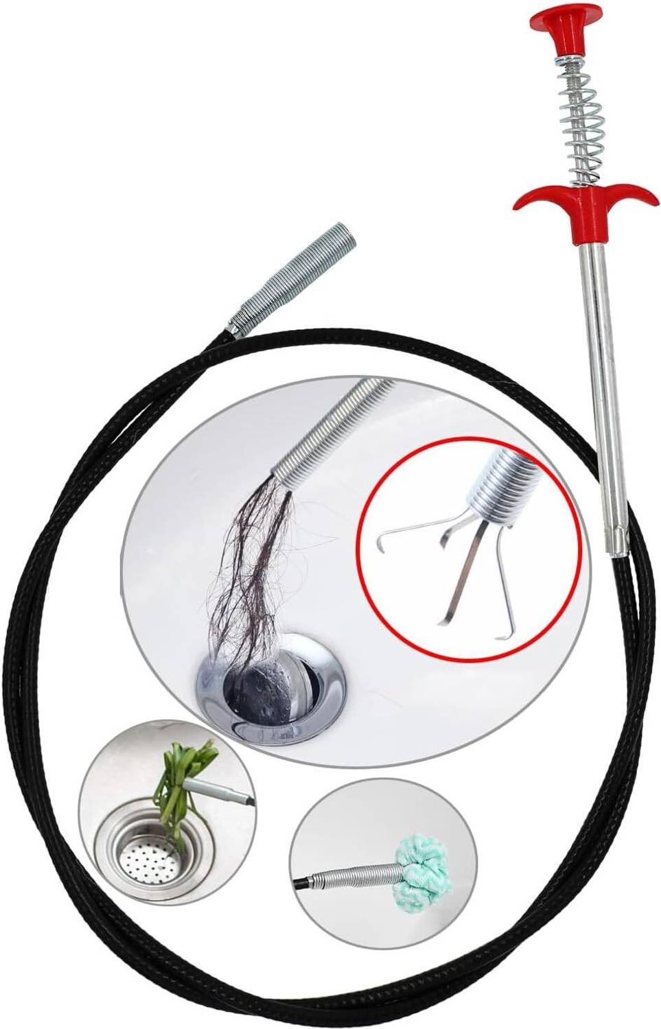 BBD Kitchen Shop Large Size Stainless Steel Kitchen Sink Drainage Cleaning Claw Wire Toilet Plunger