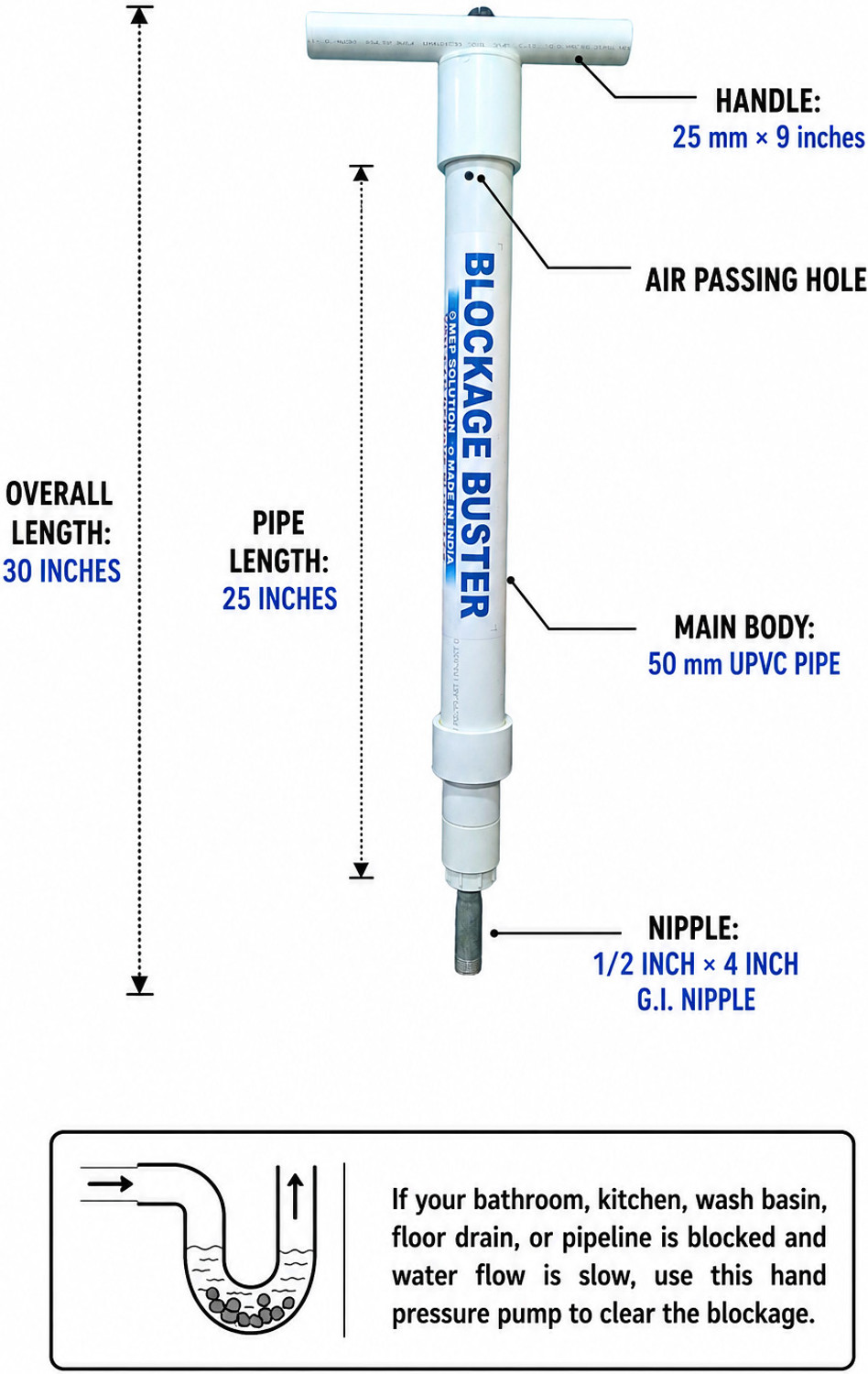 Image of BLOCKAGE BUSTER BBP-24040 Multi-purpose Plunger