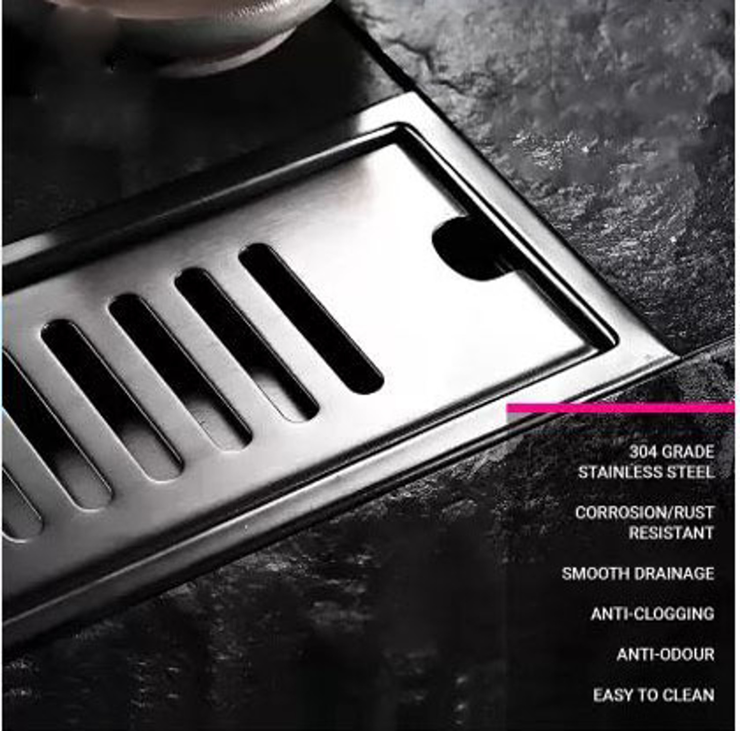 Image of Prestige Floor Stainless Steel Push Down Strainer