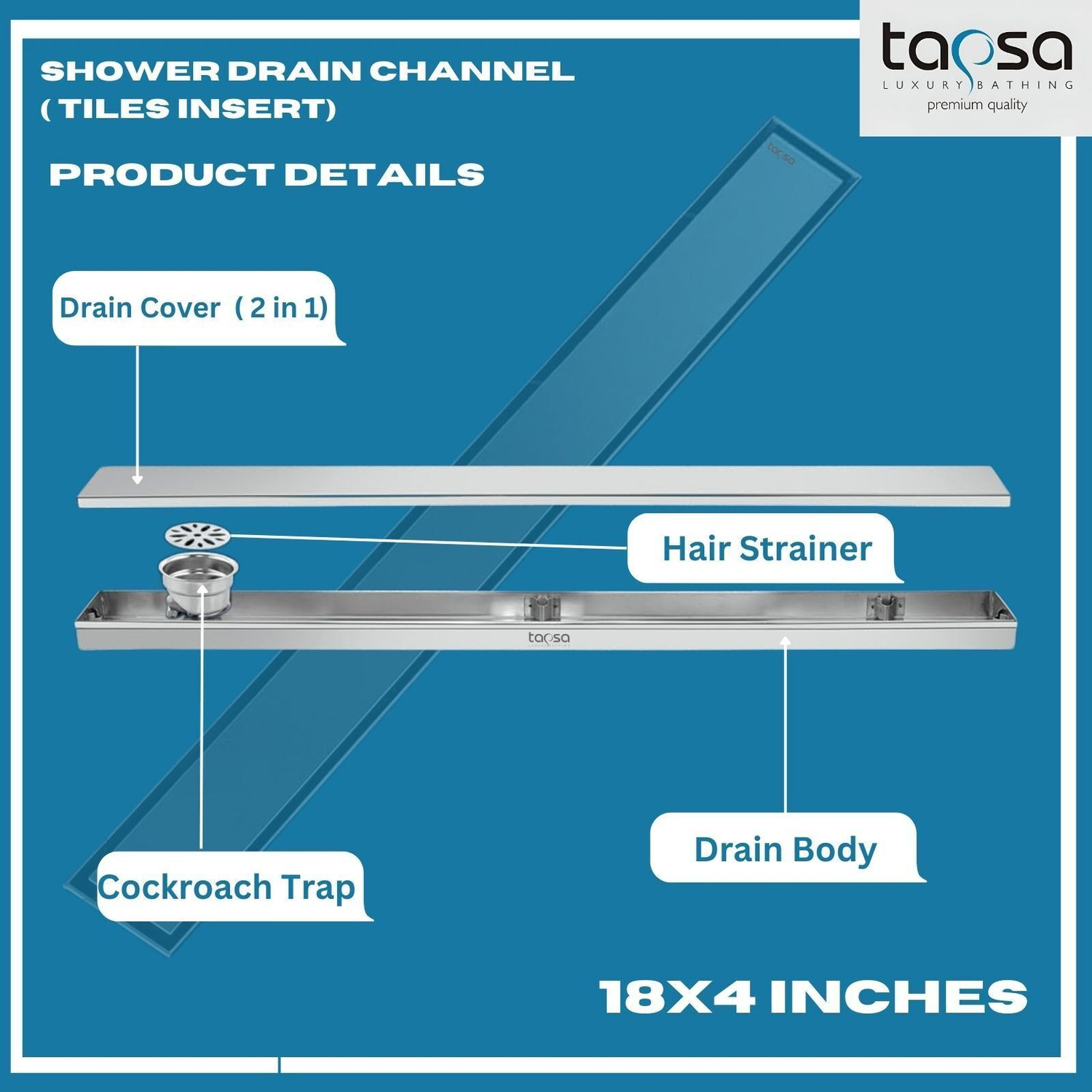 Image of Tapsa Floor Stainless Steel Push Down Strainer
