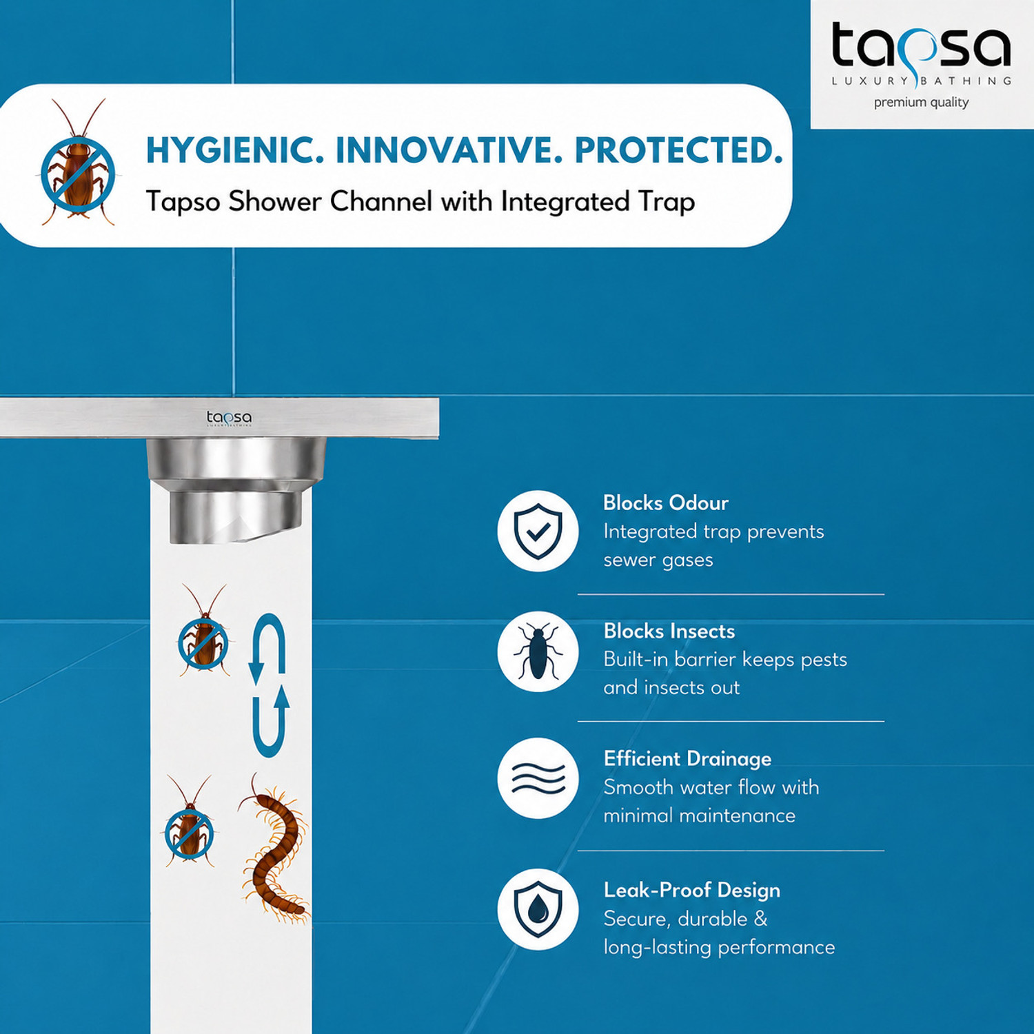 Image of Tapsa Floor Stainless Steel Push Down Strainer