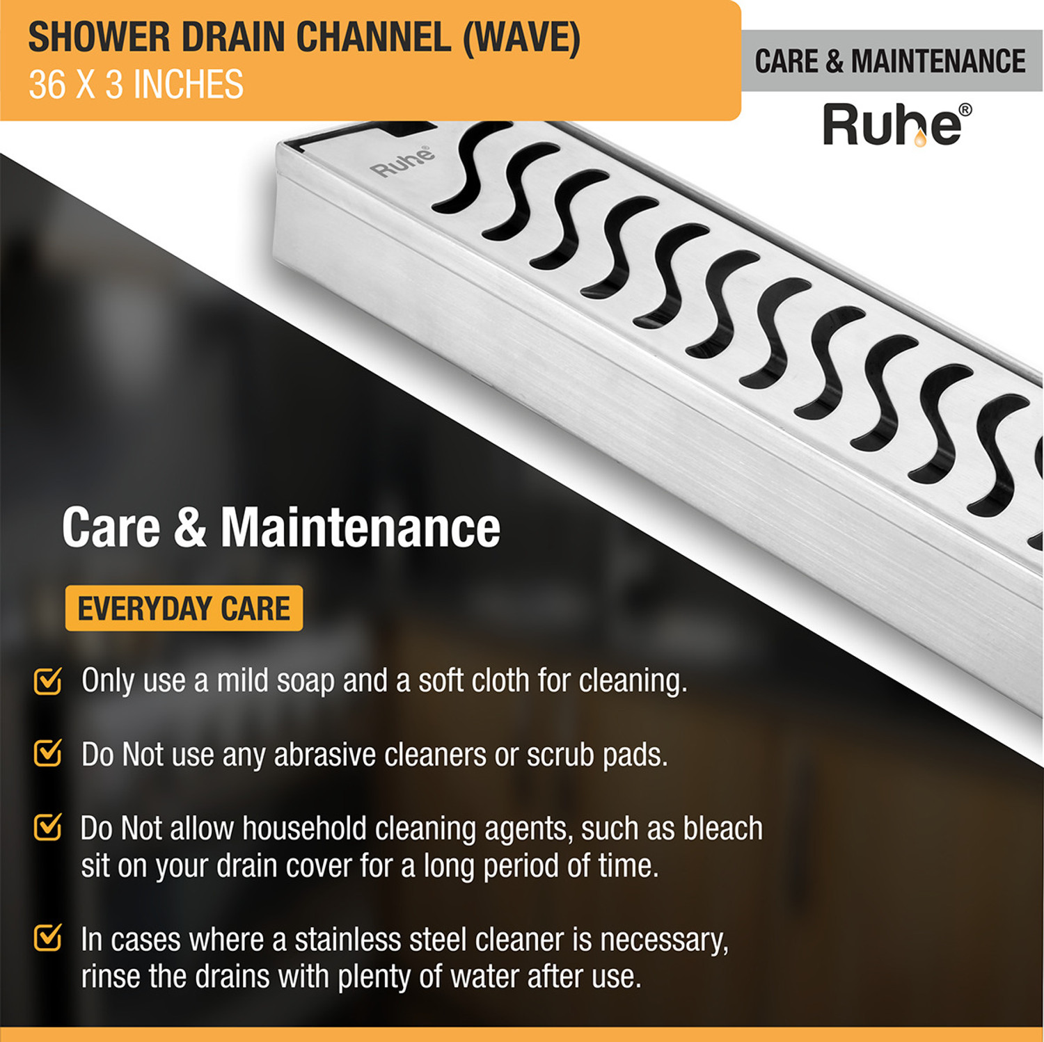 Image of RUHE Floor Stainless Steel Push Down Strainer