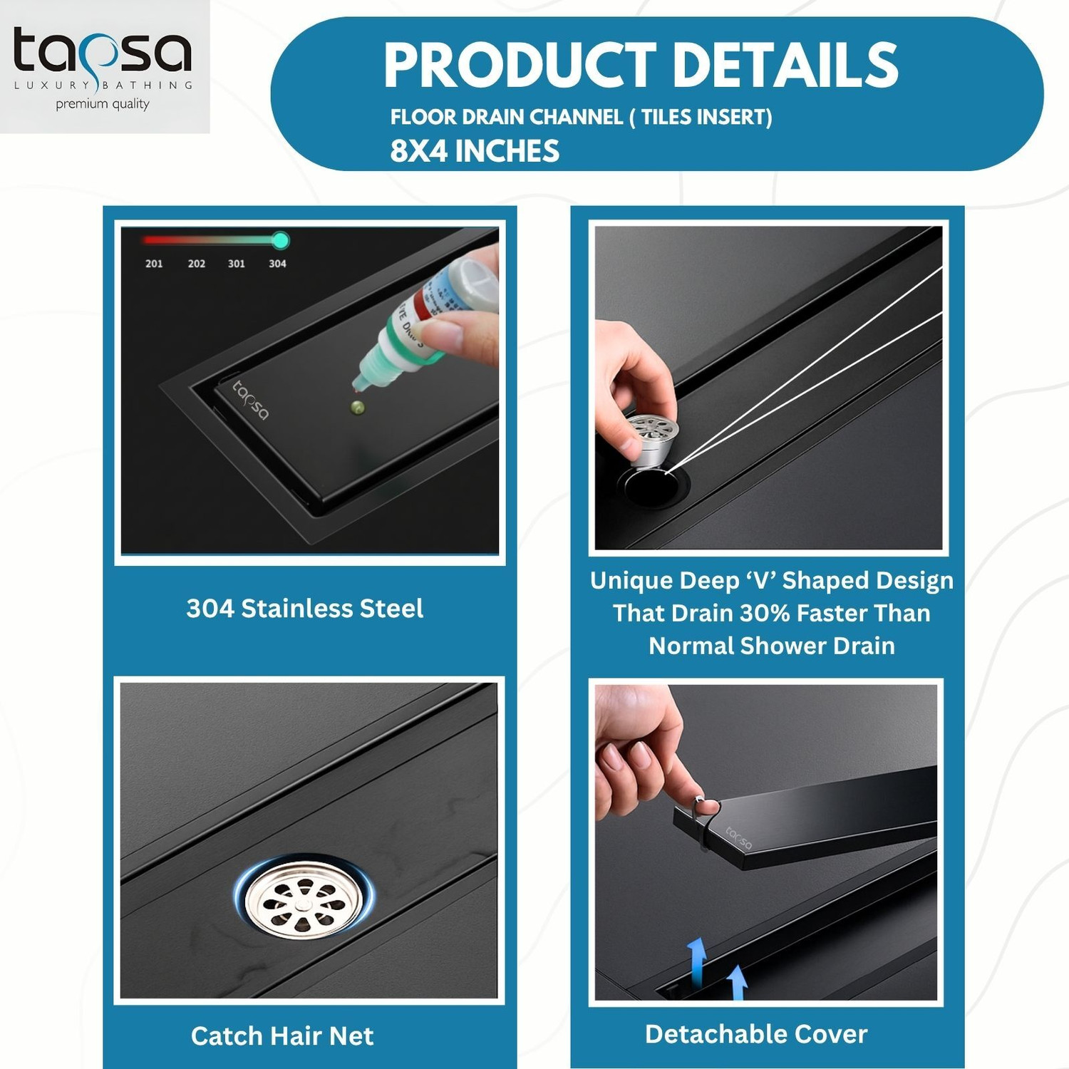 Image of Tapsa Floor Stainless Steel Push Down Strainer