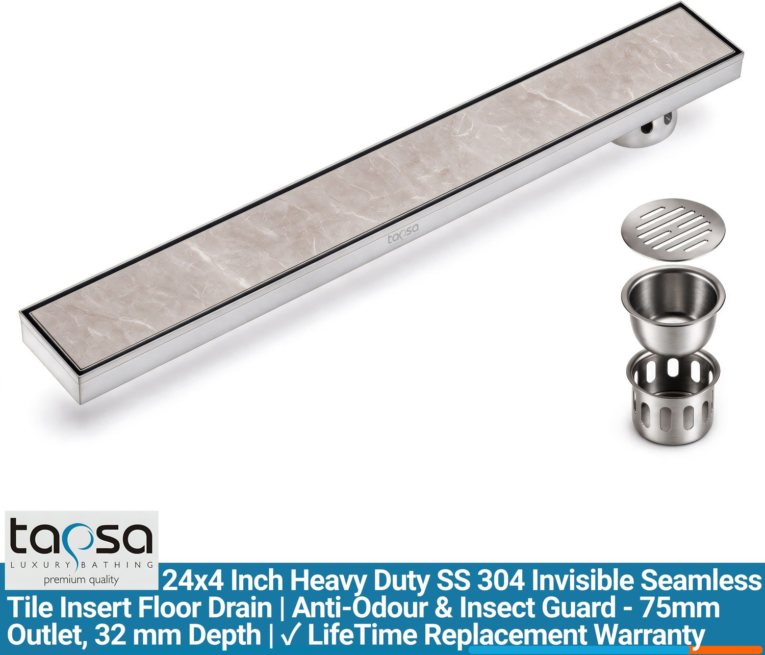 Image of Tapsa Floor Stainless Steel Push Down Strainer (60 cm Set of 1)