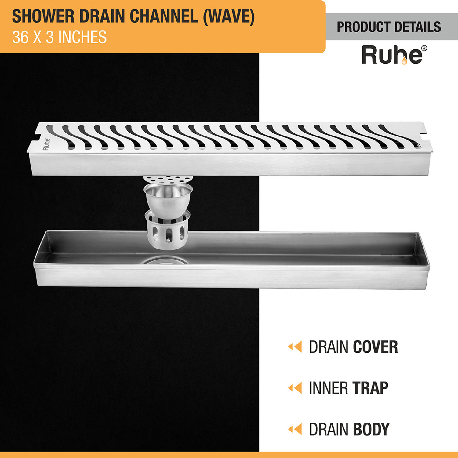 Image of RUHE Floor Stainless Steel Push Down Strainer