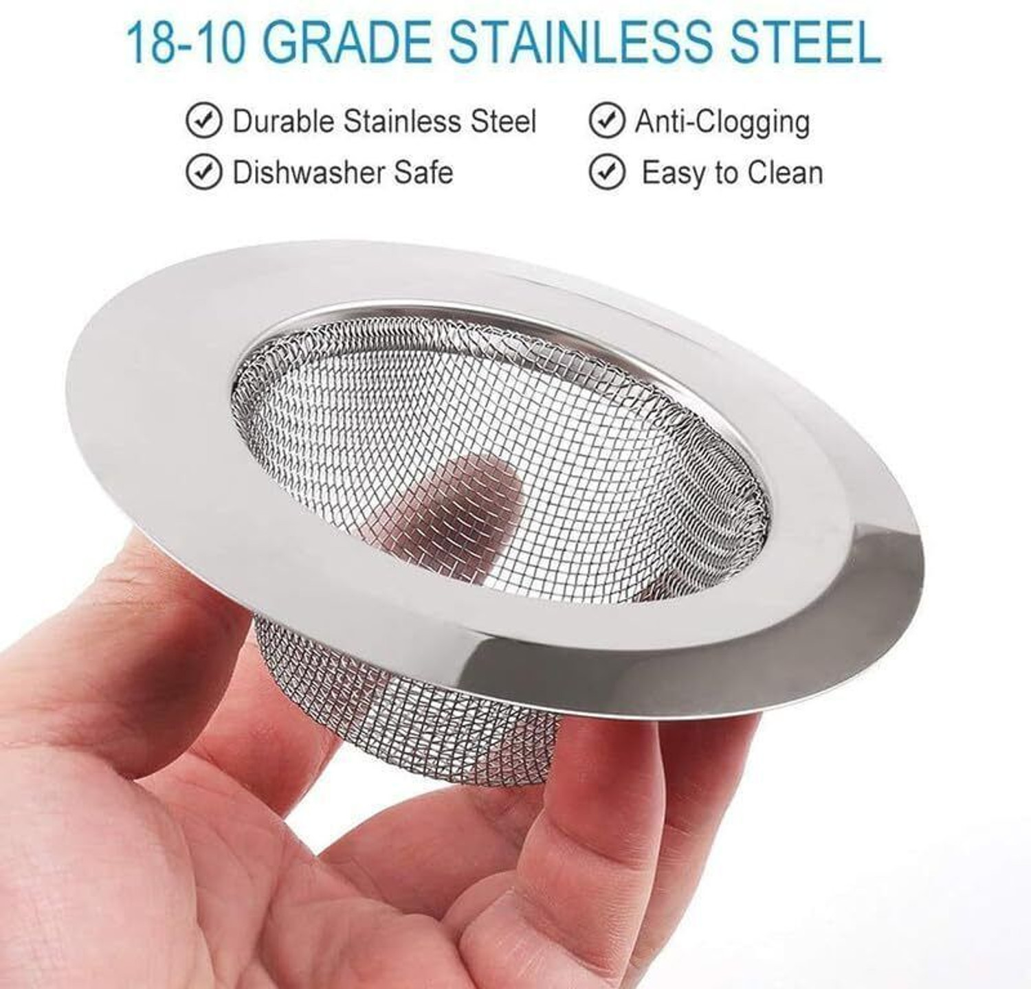 Image of ECOMCLOUD Basin, Bathroom Sink, Kitchen Sink Stainless Steel Push Down Strainer