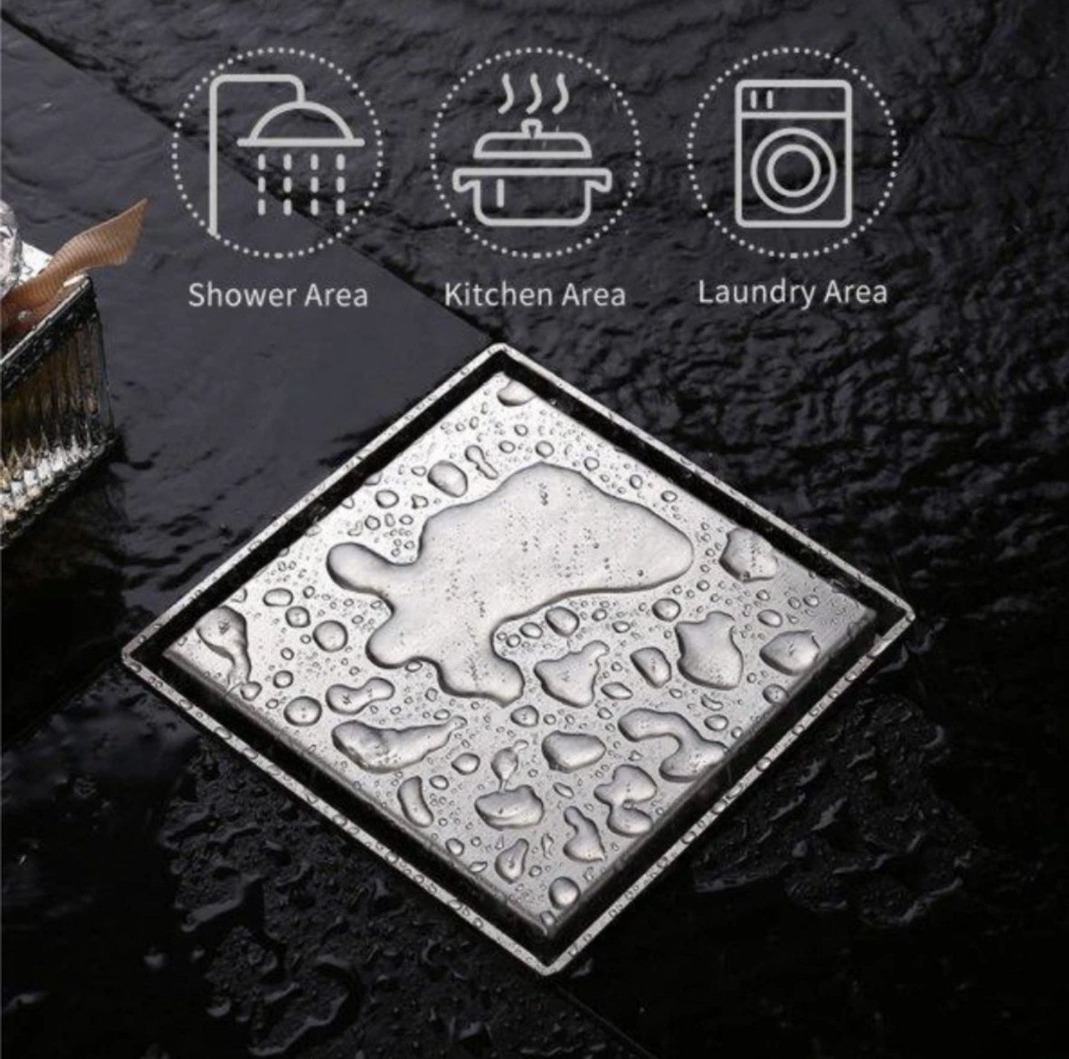 Image of SS BATH Floor Stainless Steel Push Down Strainer
