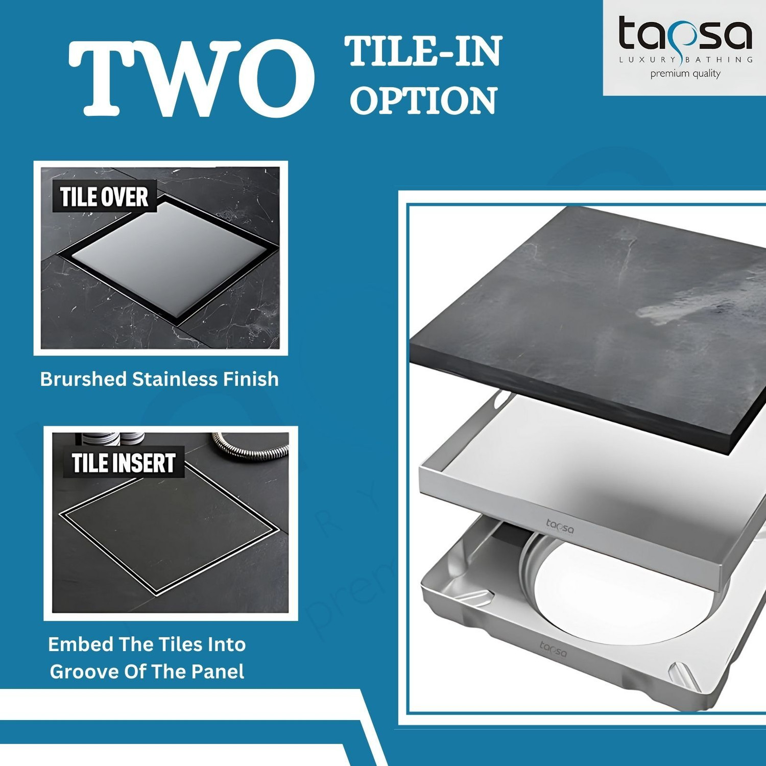 Image of Tapsa Floor Stainless Steel Push Down Strainer