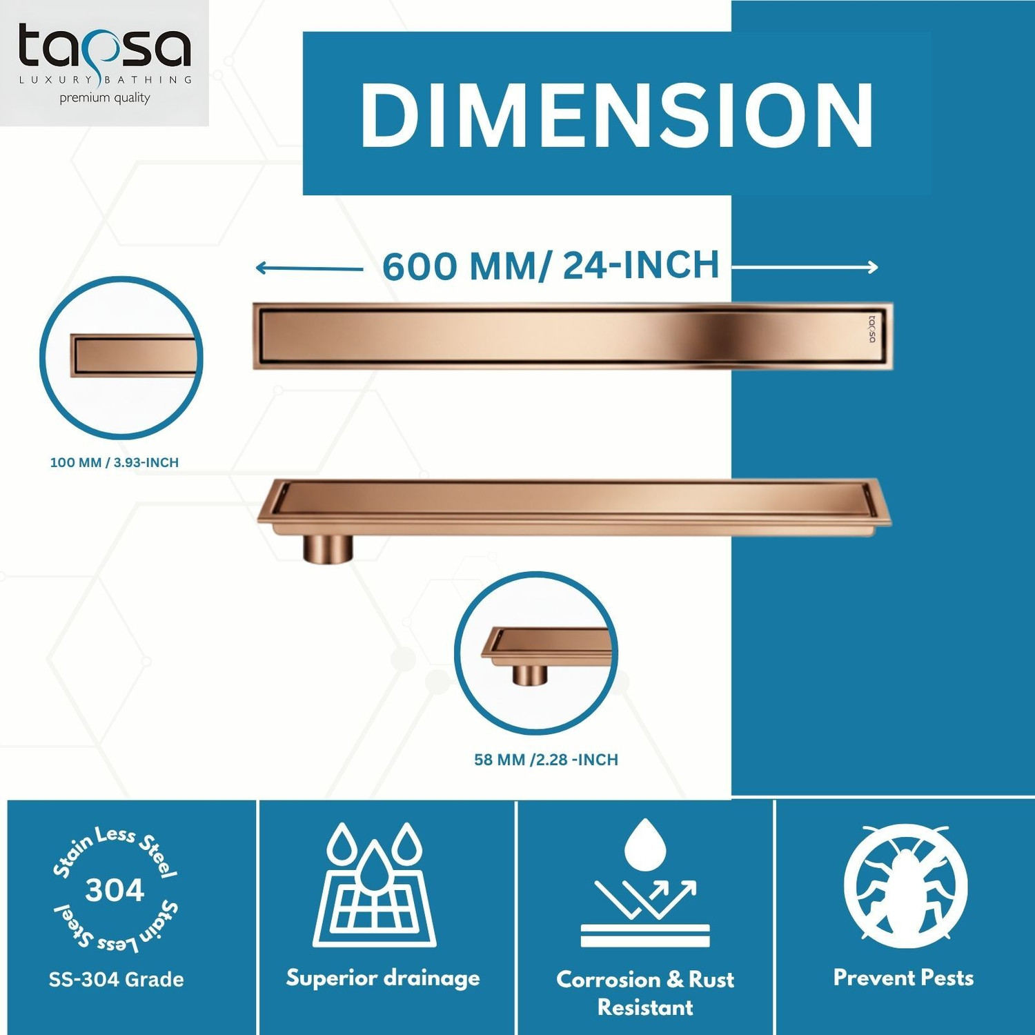 Image of Tapsa Floor Stainless Steel Push Down Strainer