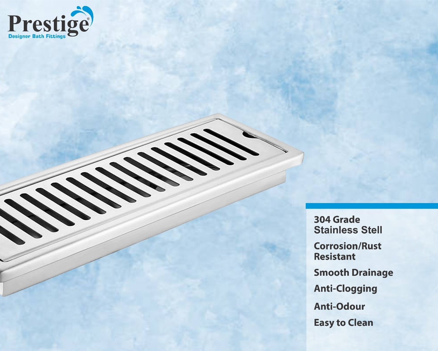 Image of Prestige Floor Stainless Steel Push Down Strainer