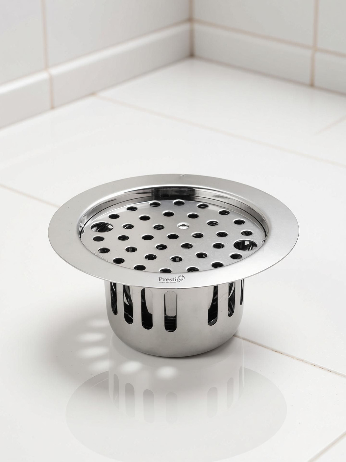Image of Prestige Floor Stainless Steel Push Down Strainer