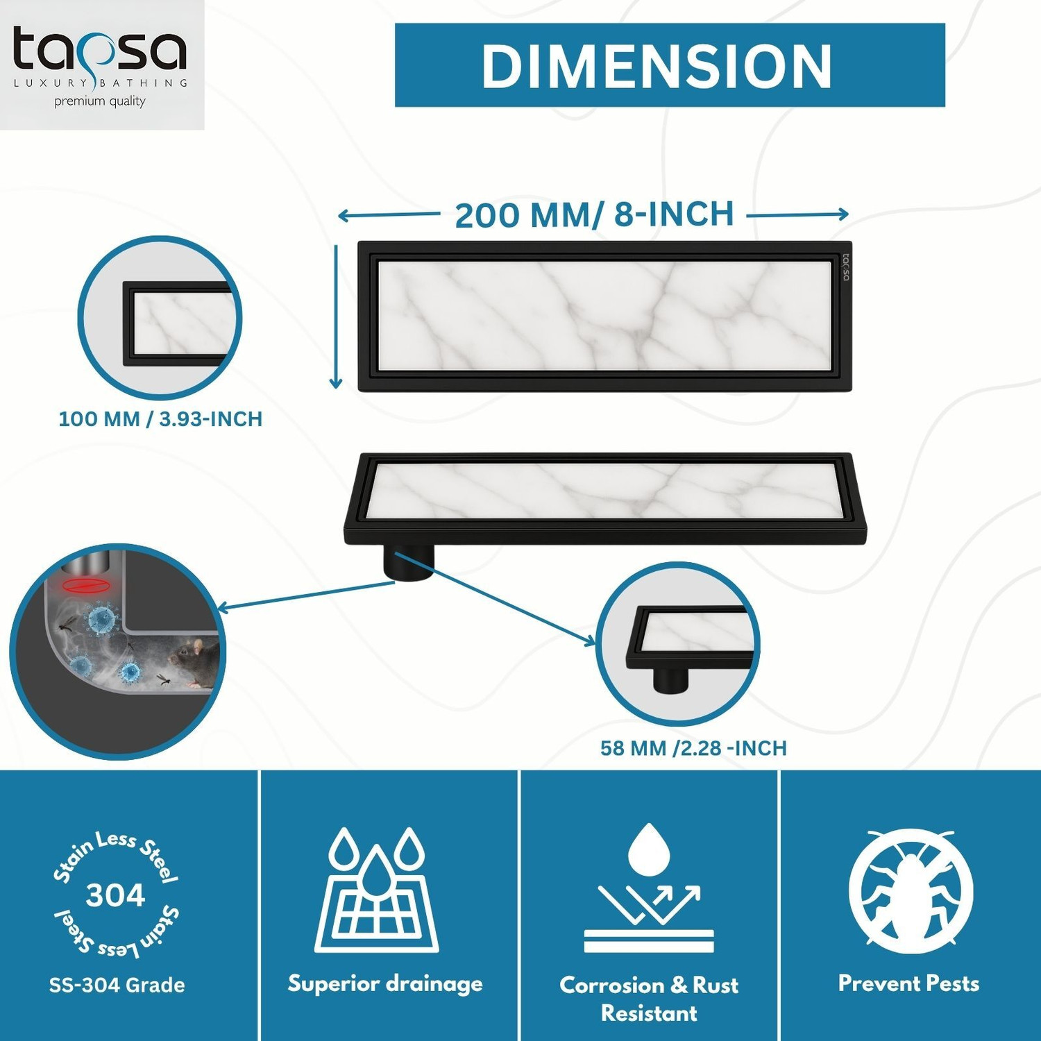 Image of Tapsa Floor Stainless Steel Push Down Strainer