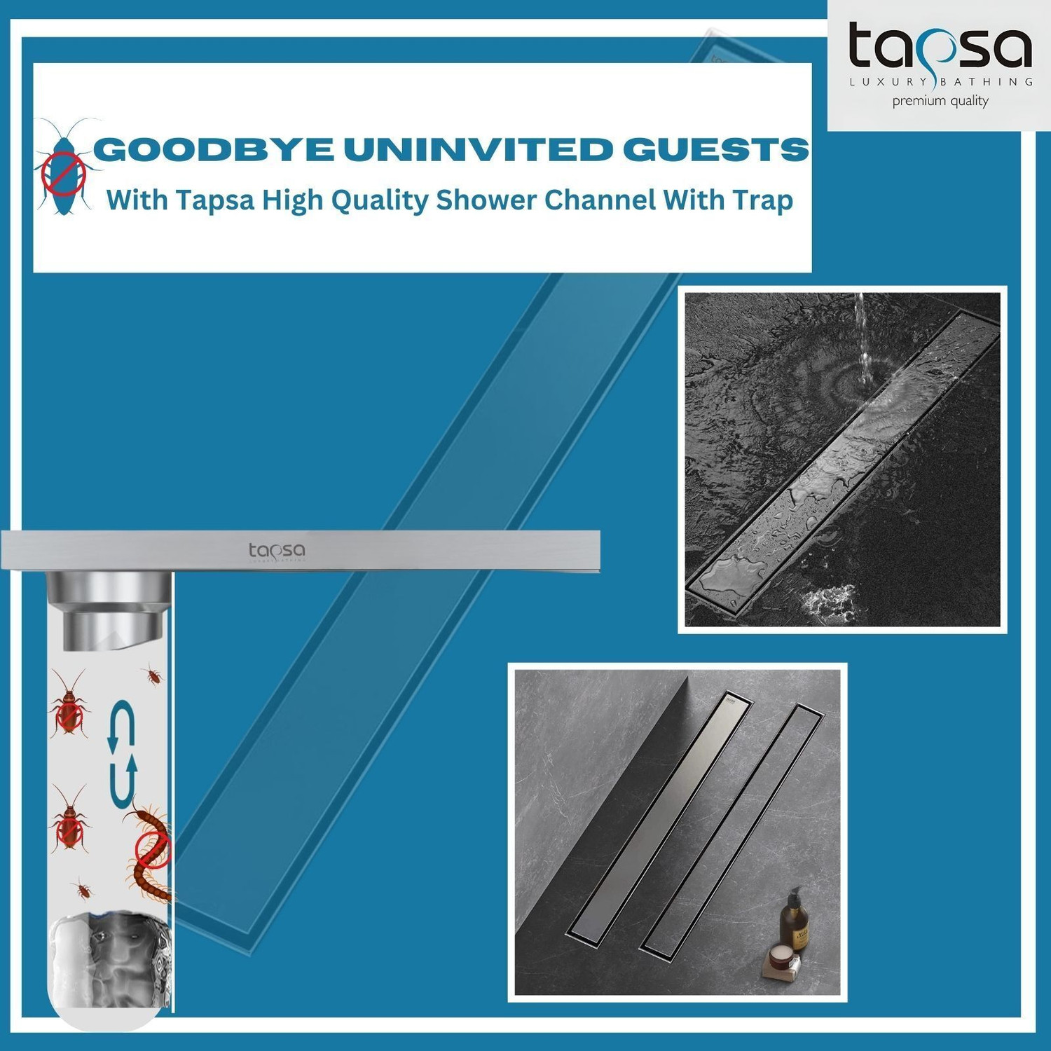 Image of Tapsa Floor Stainless Steel Push Down Strainer