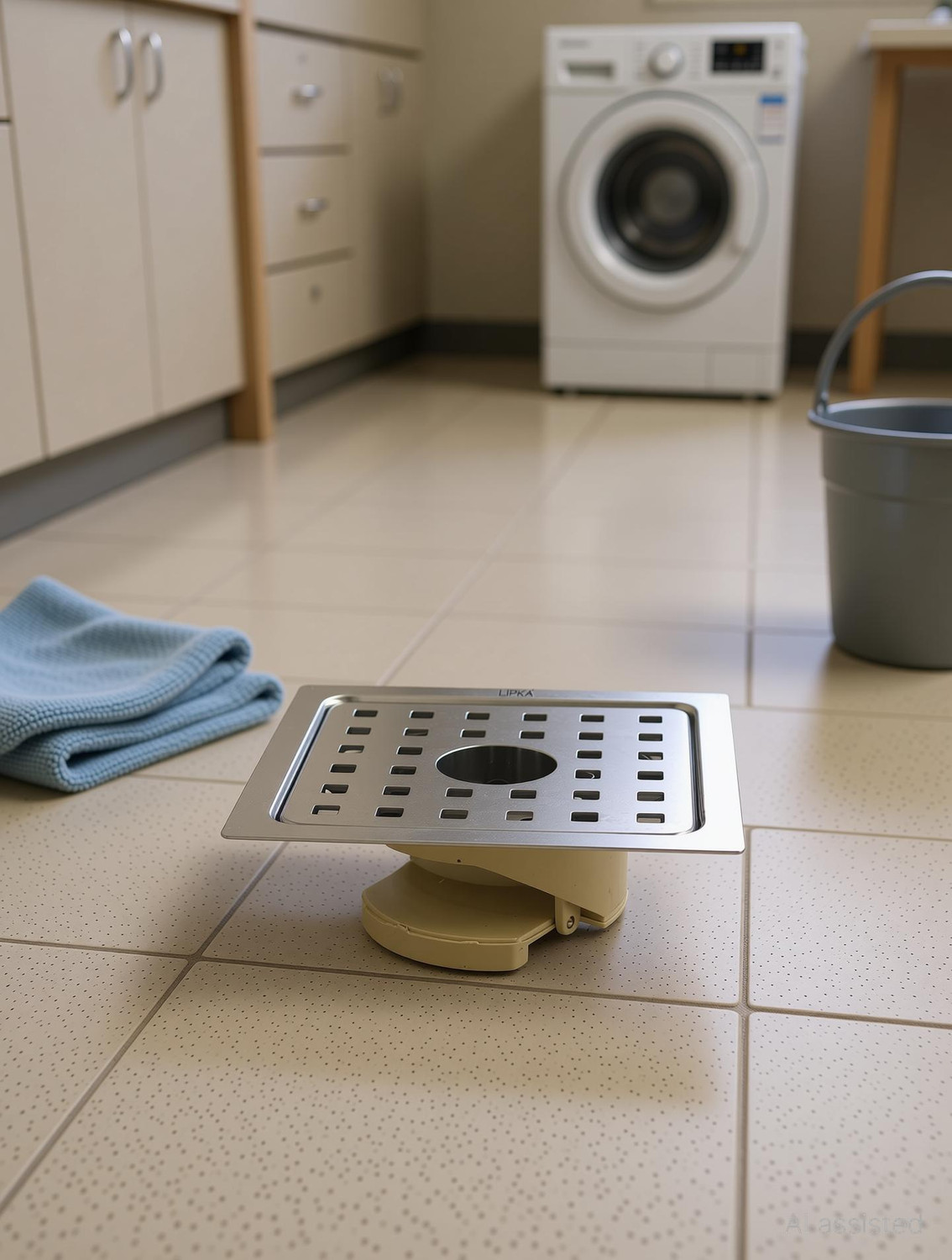 Image of Lipka Floor Stainless Steel Push Down Strainer