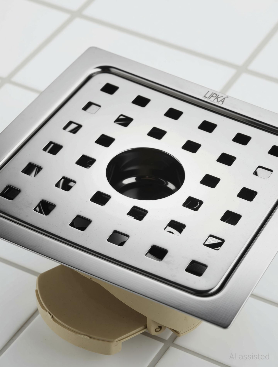 Image of Lipka Floor Stainless Steel Push Down Strainer