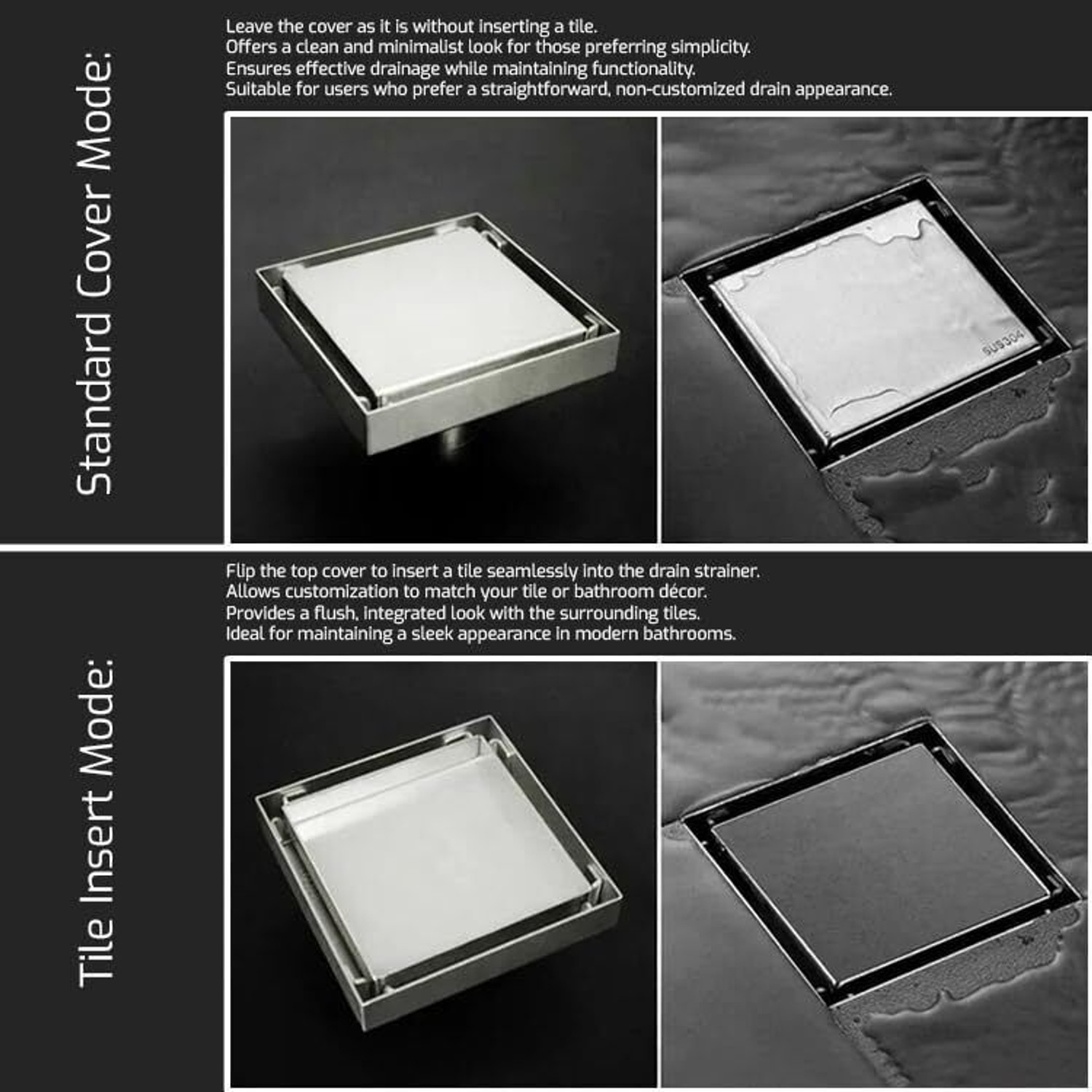 Image of KURIC Floor Stainless Steel Push Down Strainer