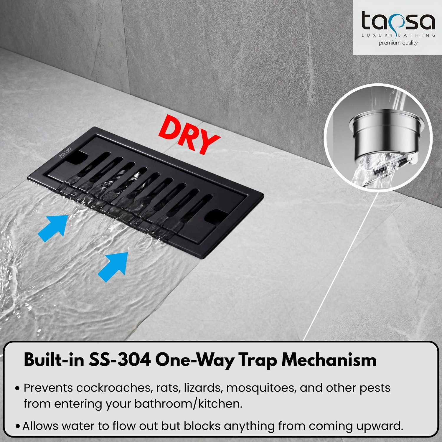 Image of Tapsa Floor Stainless Steel Push Down Strainer
