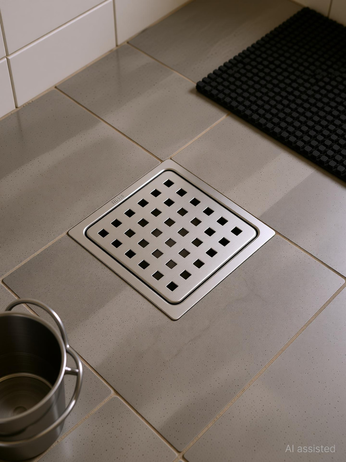Image of RUHE Floor Stainless Steel Push Down Strainer