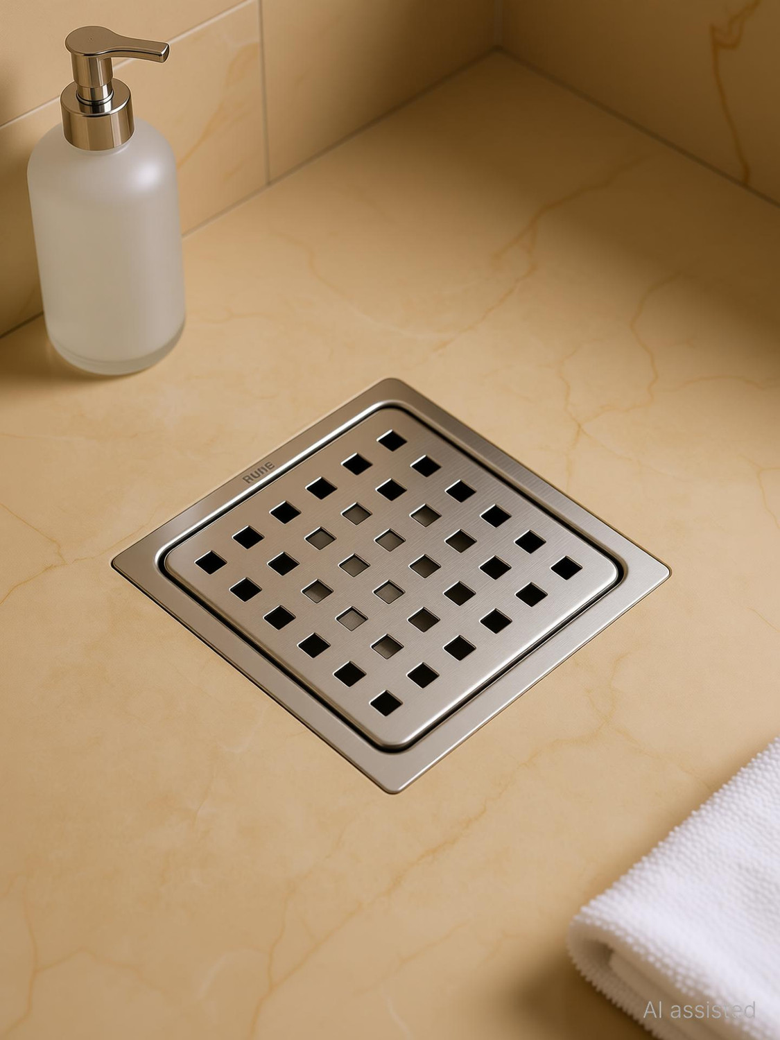 Image of RUHE Floor Stainless Steel Push Down Strainer