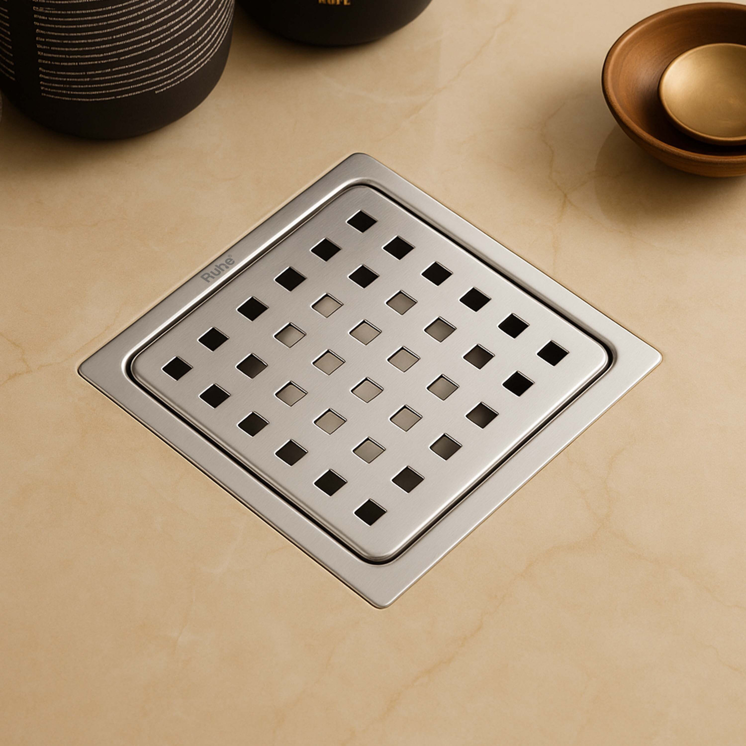 Image of RUHE Floor Stainless Steel Push Down Strainer