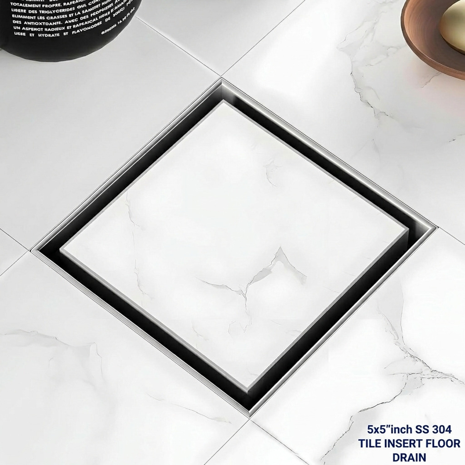 Image of KURIC Floor Stainless Steel Push Down Strainer