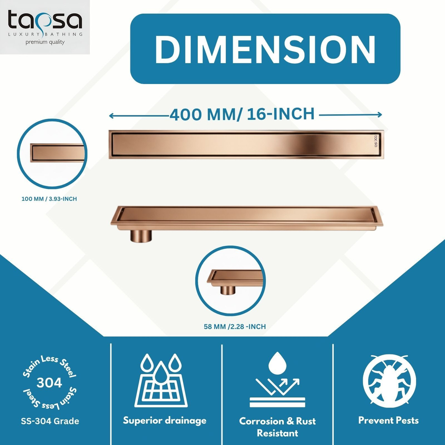 Image of Tapsa Floor Stainless Steel Push Down Strainer