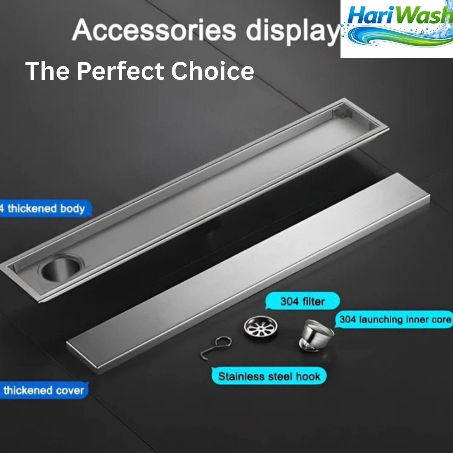 Image of Hariwash Floor Stainless Steel Push Down Strainer
