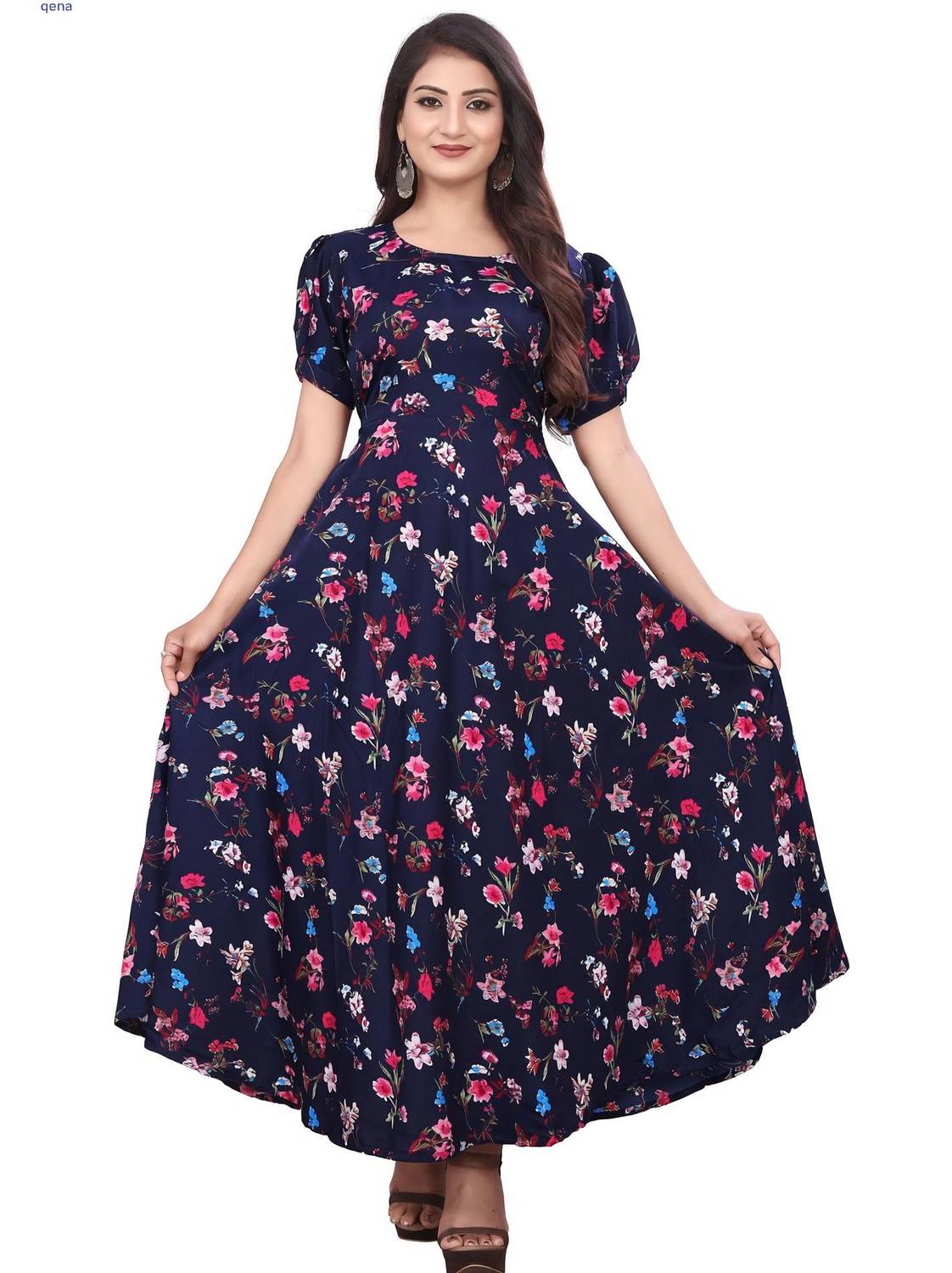 Qena Women Maxi Multicolor Full Length Dress