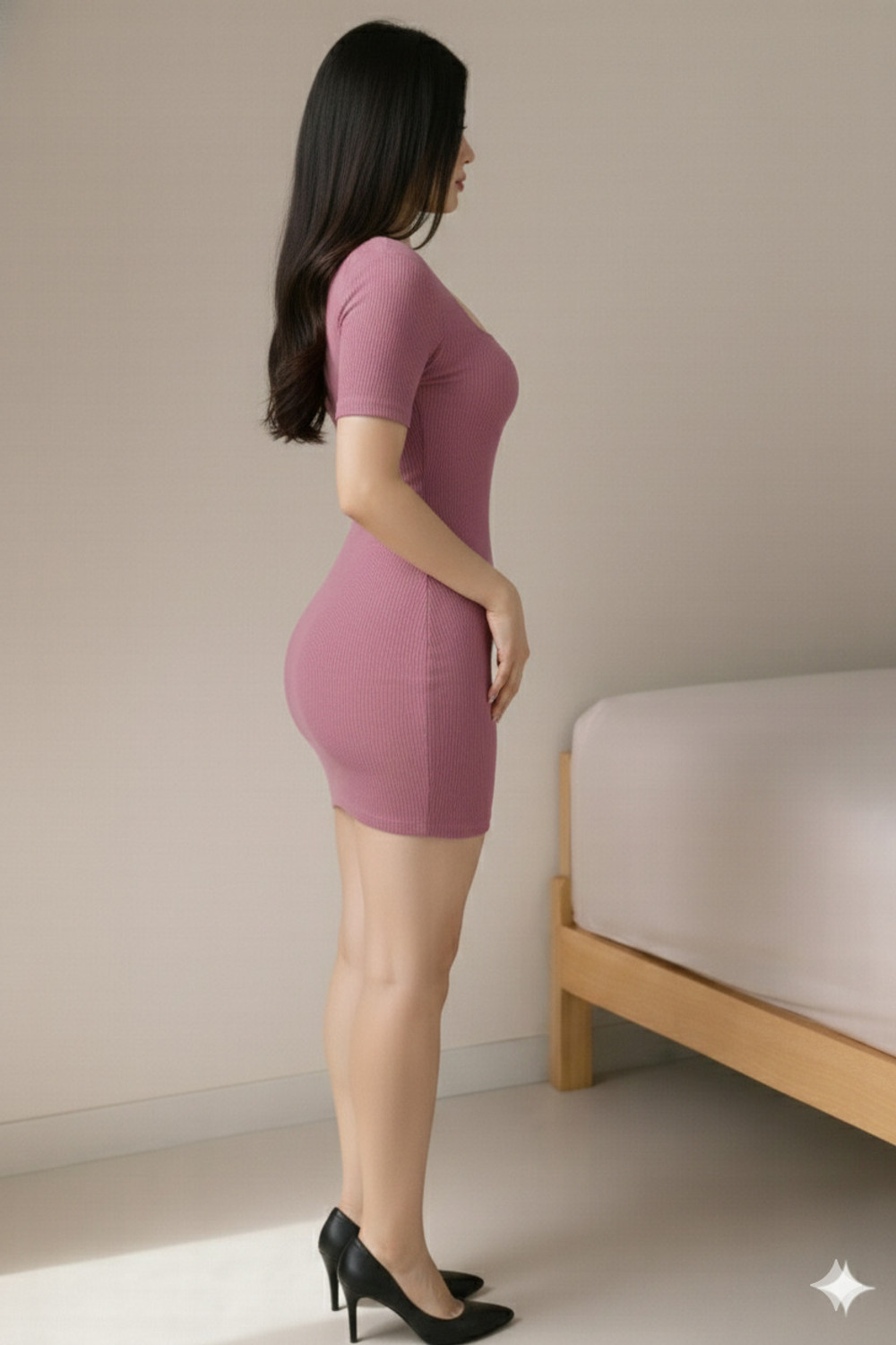 Image of ZEROZABAR Women Bodycon Maroon Above Knee /Mid Thigh Length Dress