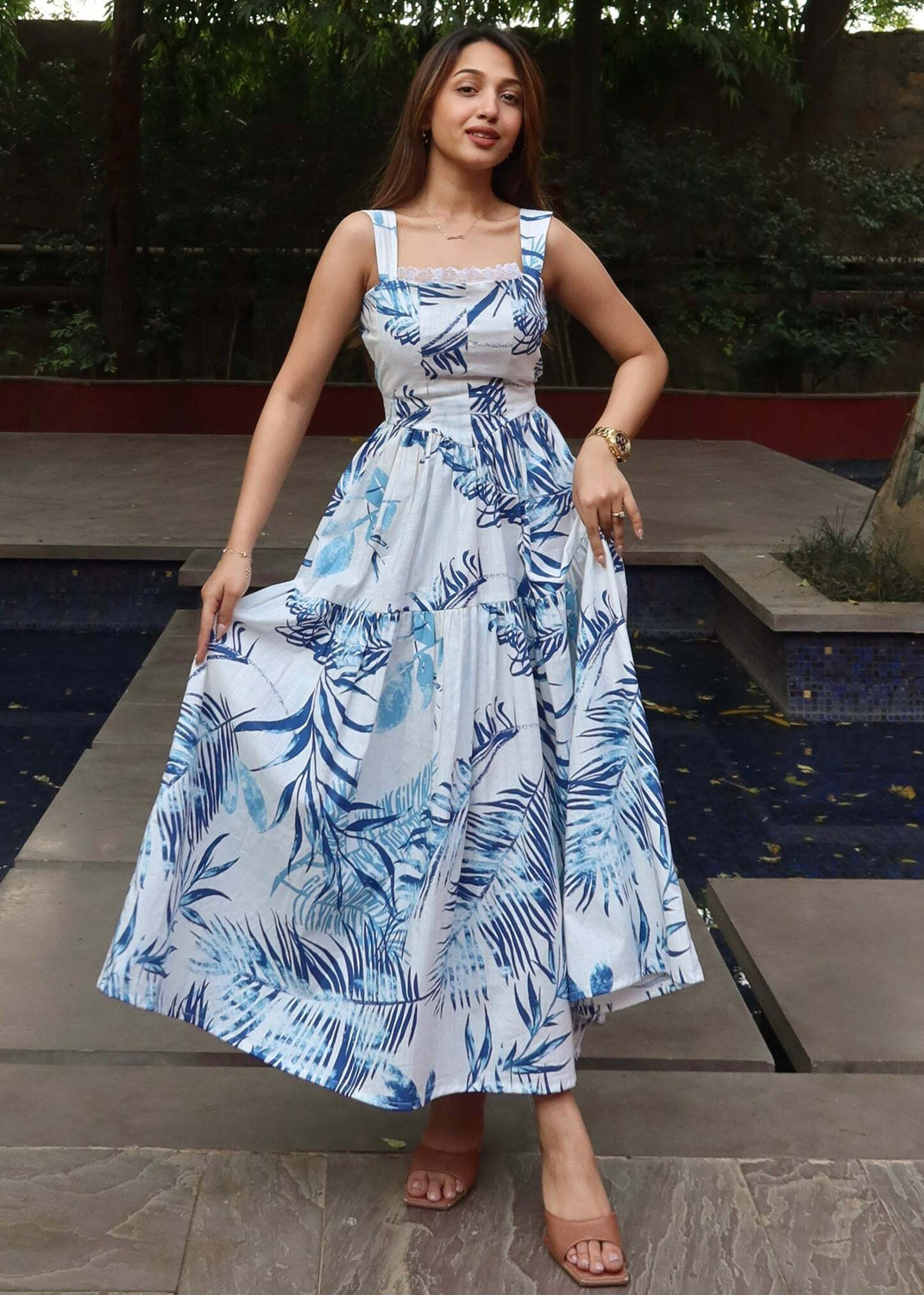 Image of METRONAUT Women Maxi Blue Full Length Dress