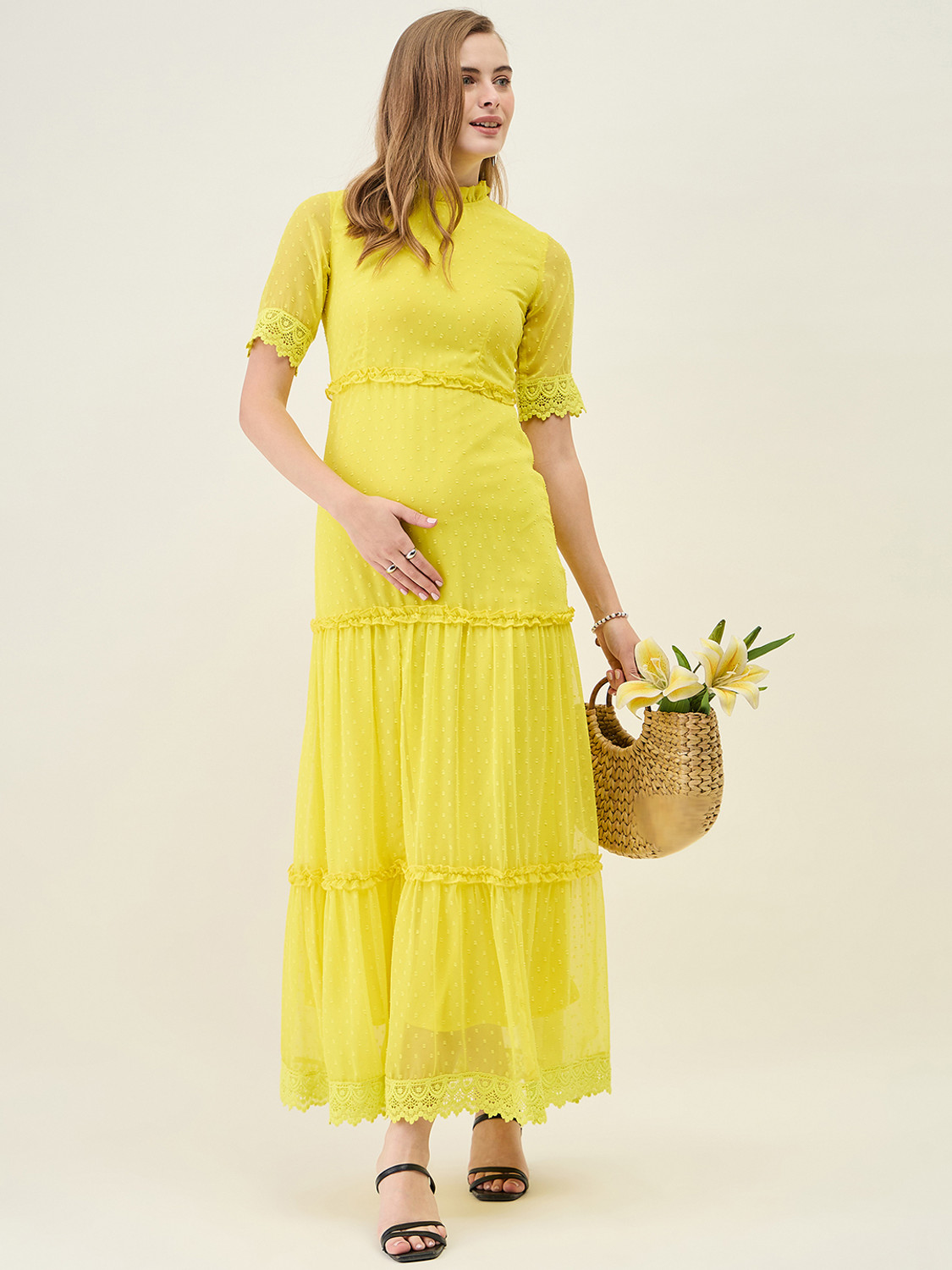 Image of AAYU Women Layered Green Maxi /Full Length Dress